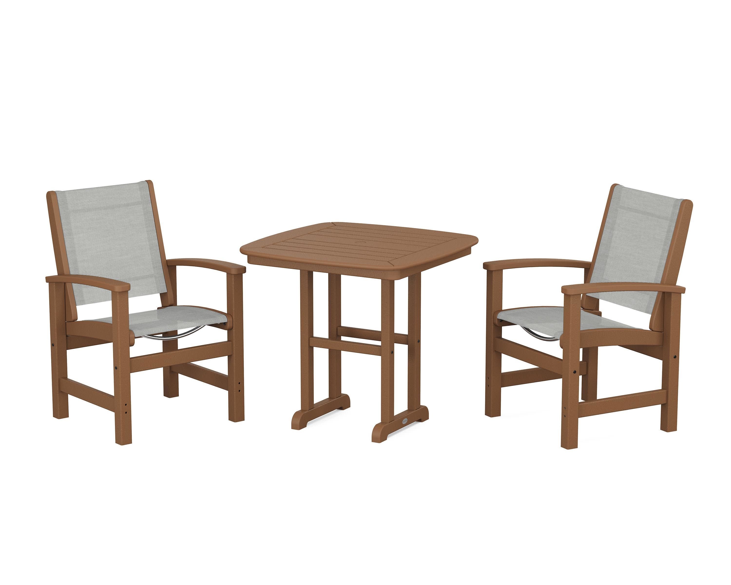 Coastal 3-Piece Dining Set in Teak / Metallic Sling