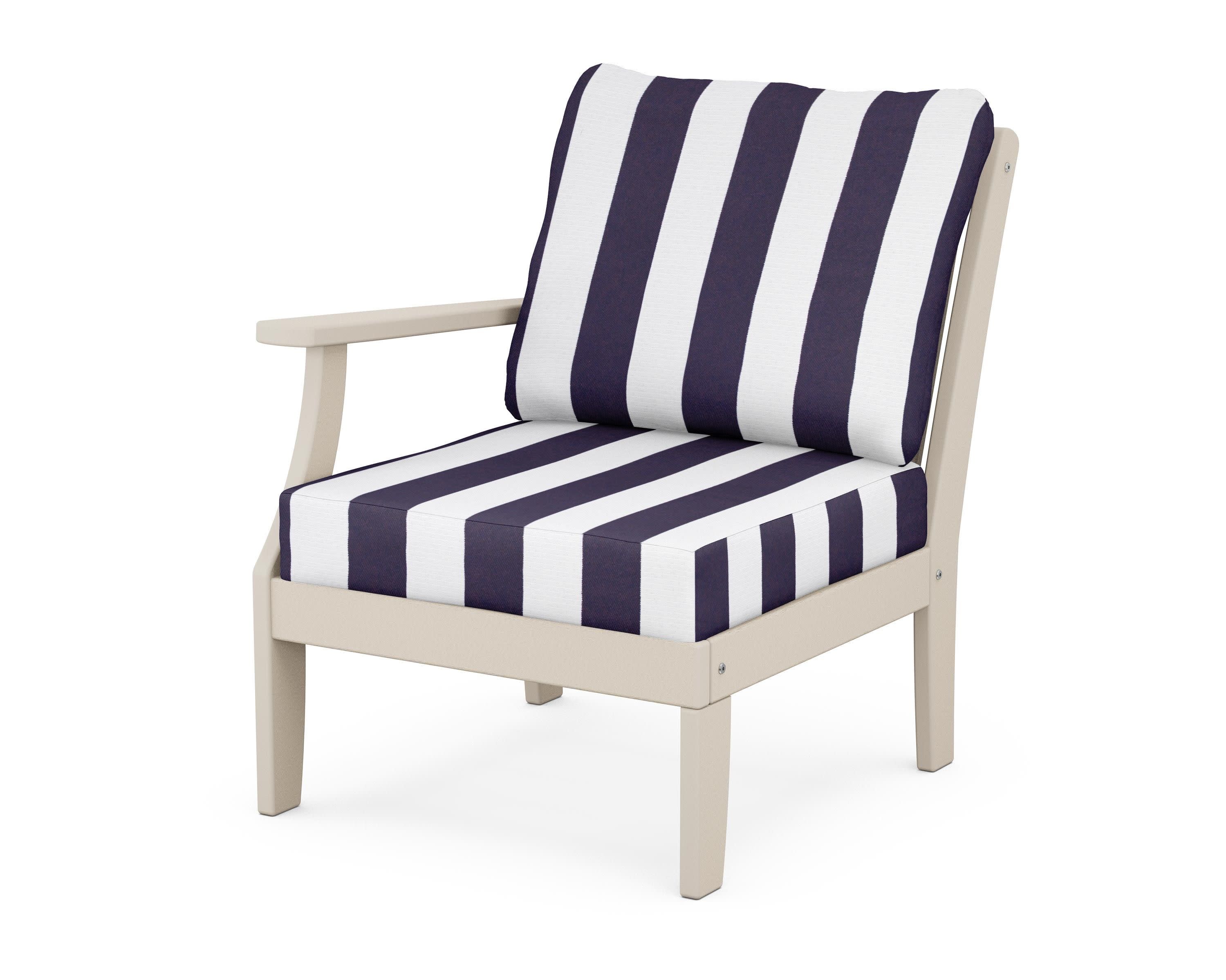 Braxton Modular Left Arm Chair in Sand / Cabana Stripe Navy