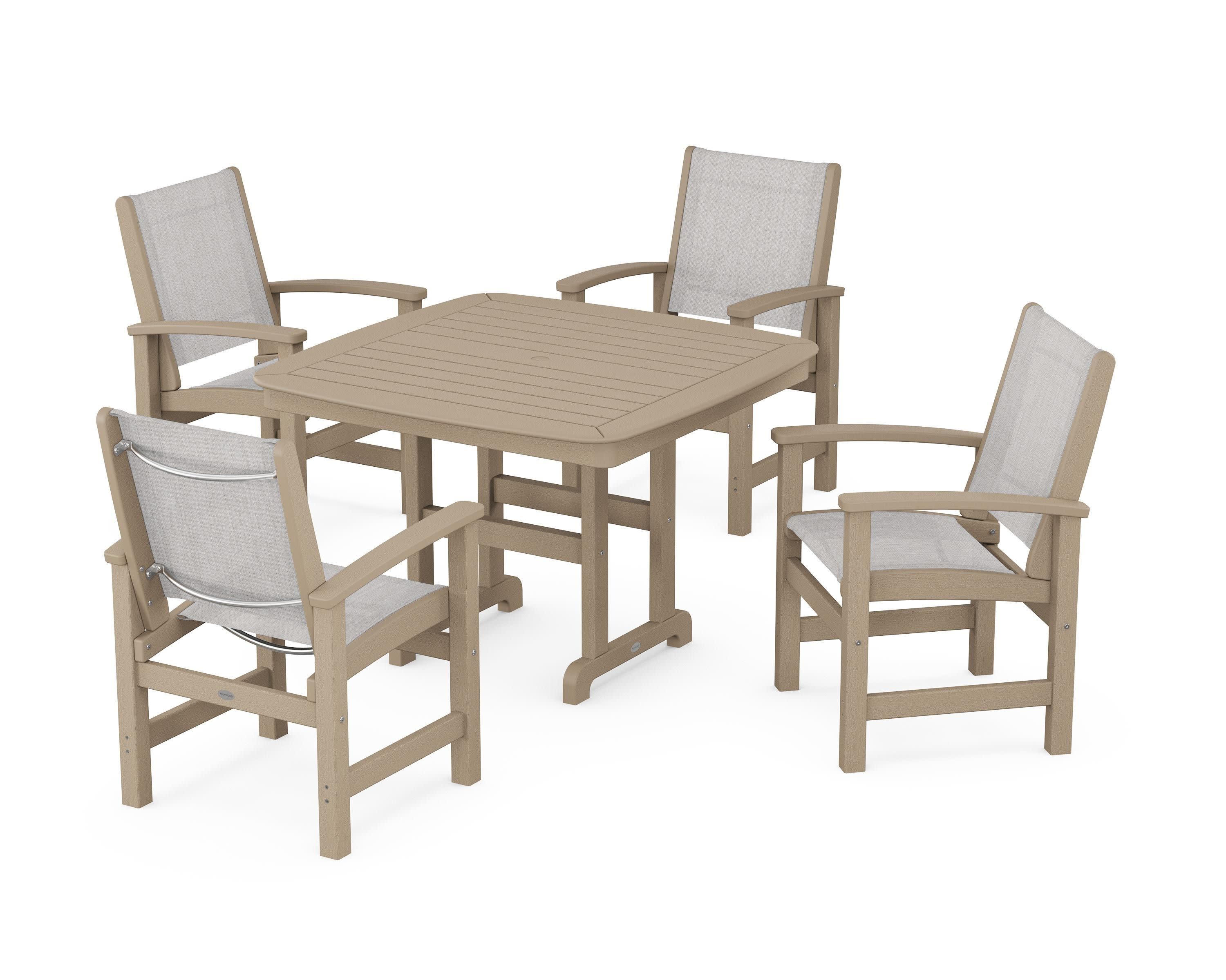 Coastal 5-Piece Dining Set in Vintage Sahara / Parchment Sling