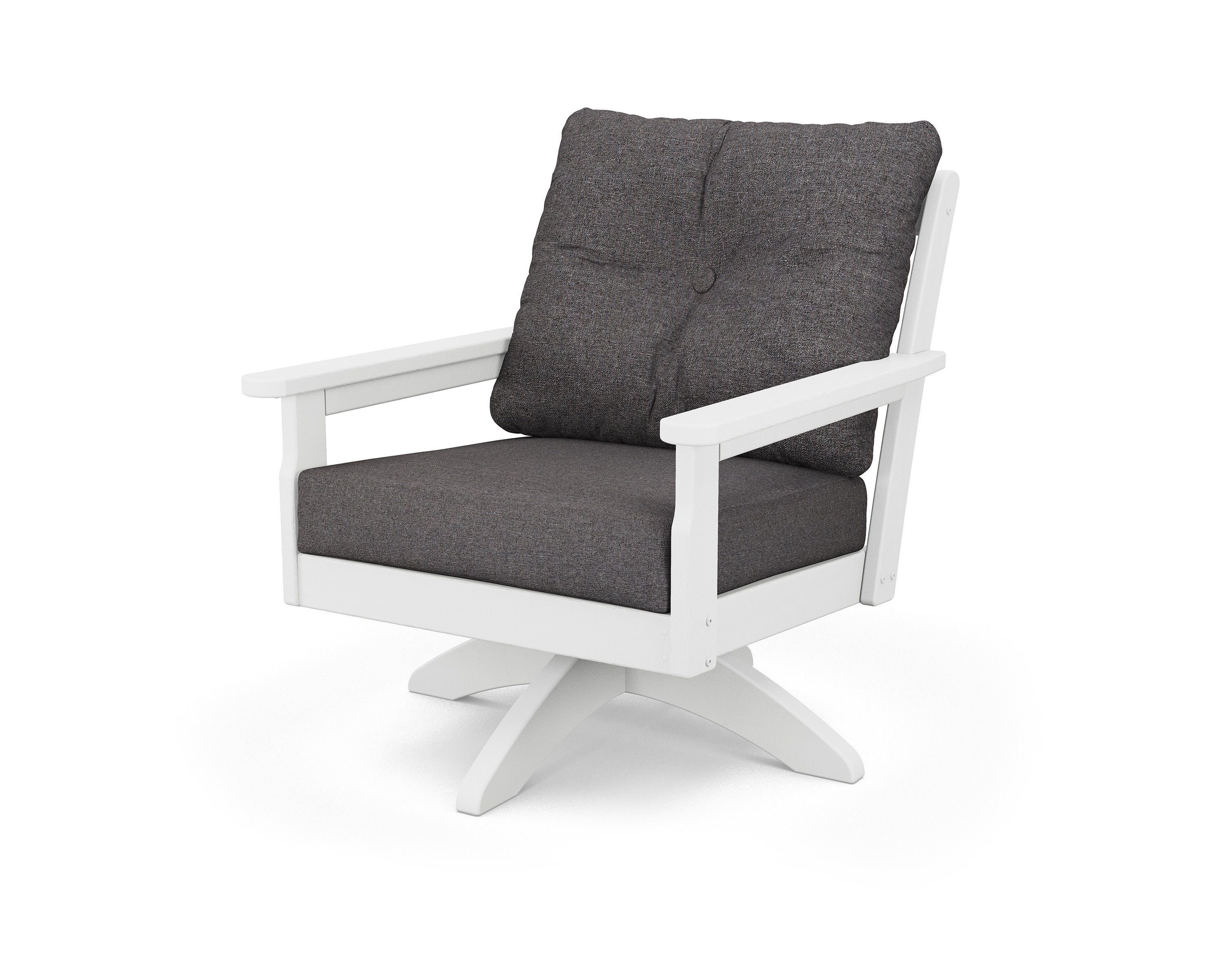 Vineyard Deep Seating Swivel Chair in Vintage White / Ash Charcoal