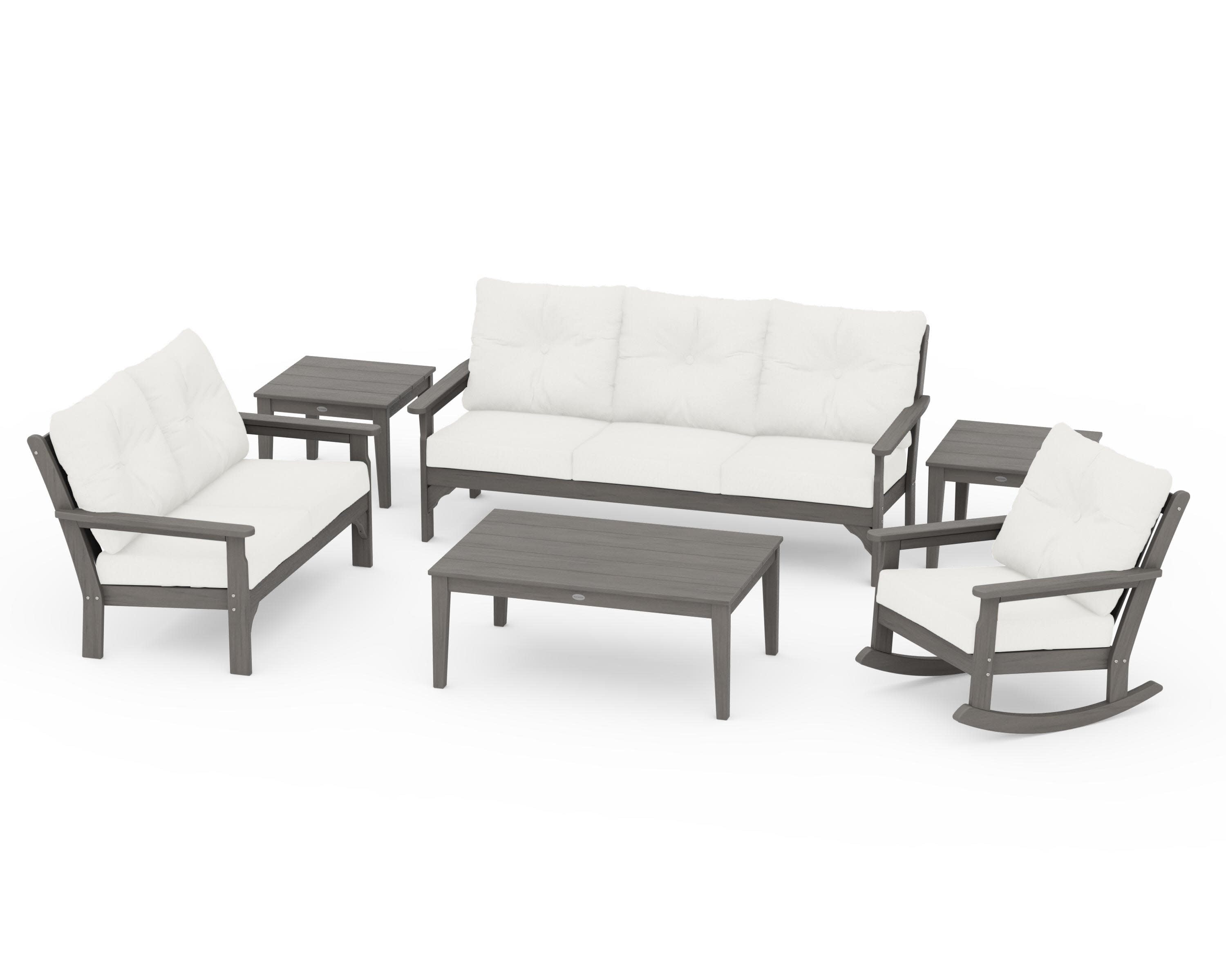 Vineyard 6-Piece Deep Seating Set in Driftwood / Natural Linen