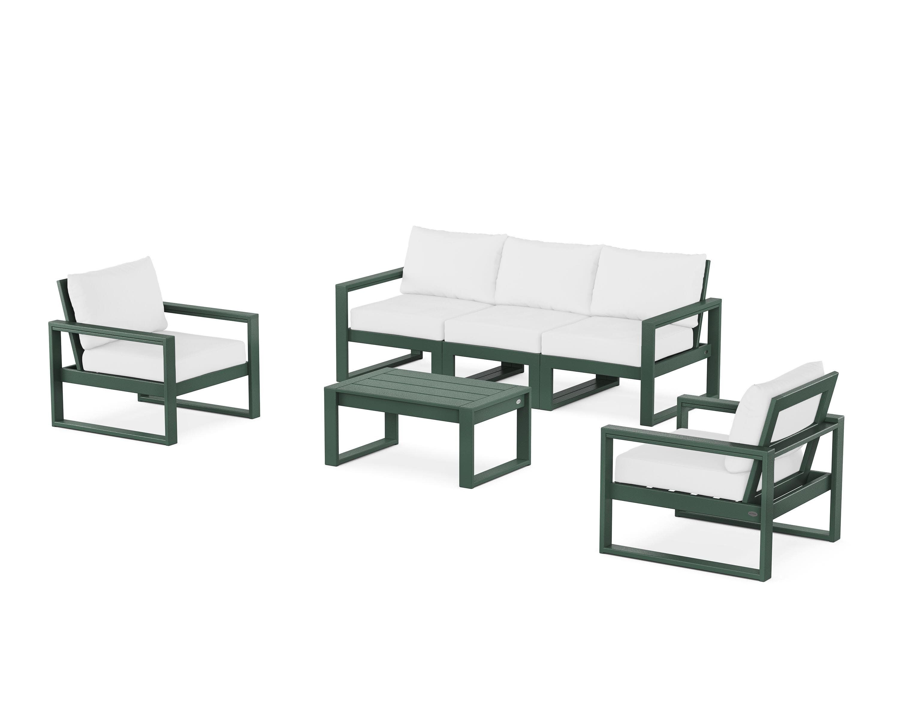 EDGE Sectional 4-Piece Deep Seating Set with Sofa in Green / Natural