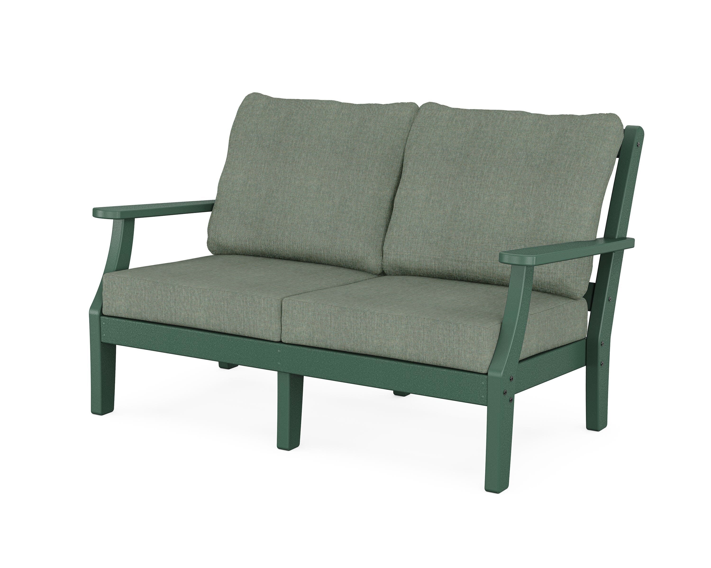 Chinoiserie Deep Seating Loveseat in Green / Cast Sage