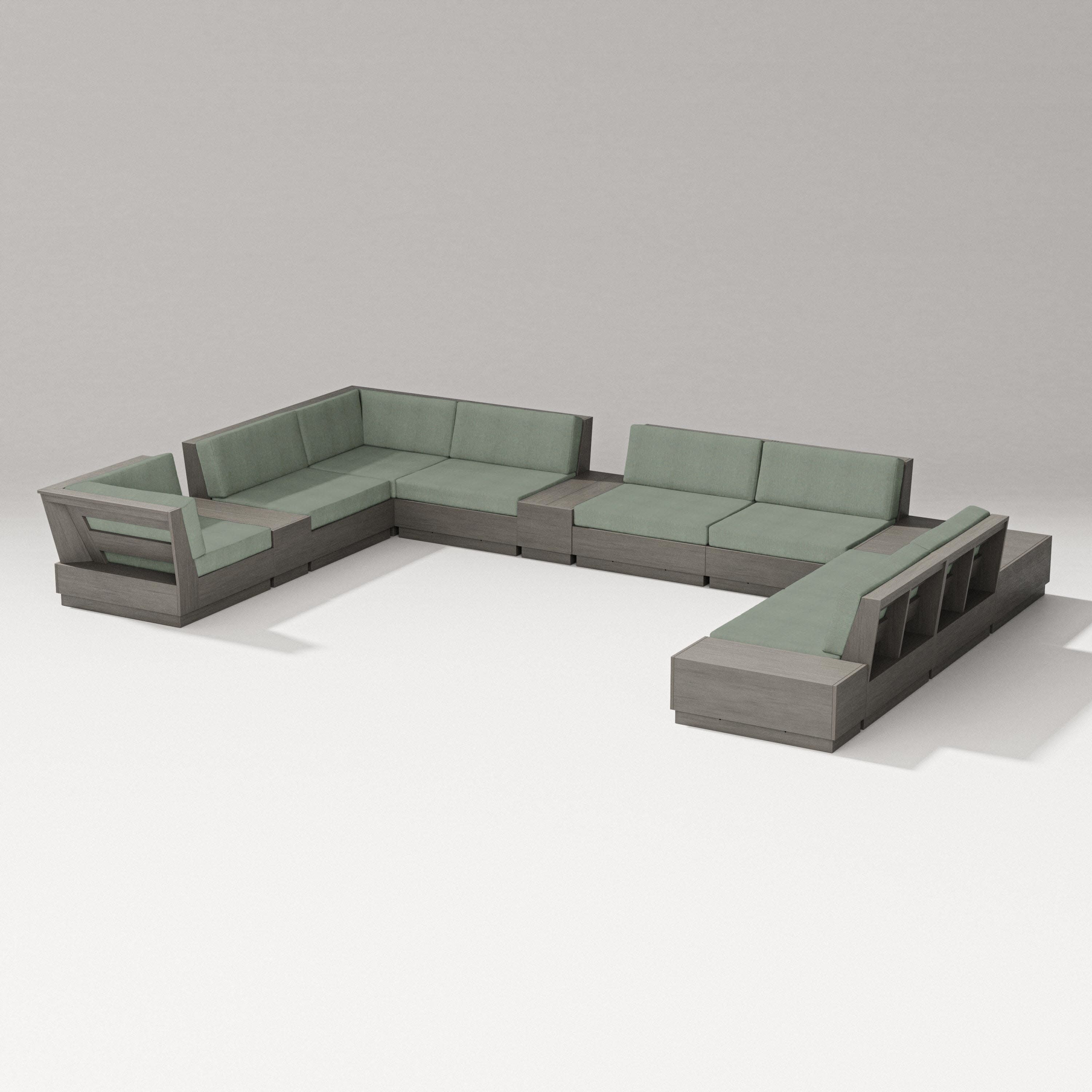Elevate 12-Piece Conversation Sectional Set in Driftwood / Cast Sage