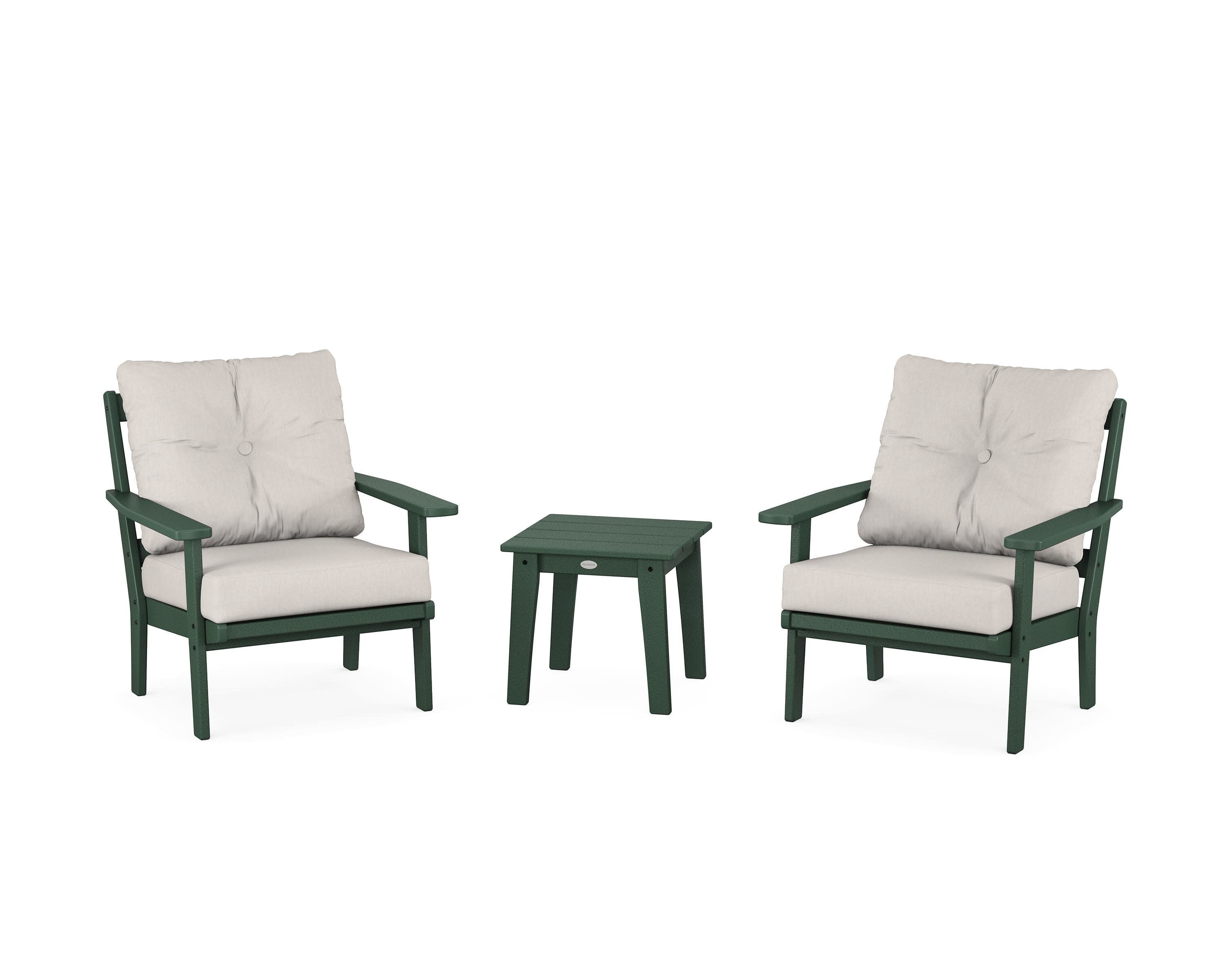 Prairie 3-Piece Deep Seating Set in Green / Cast Ash