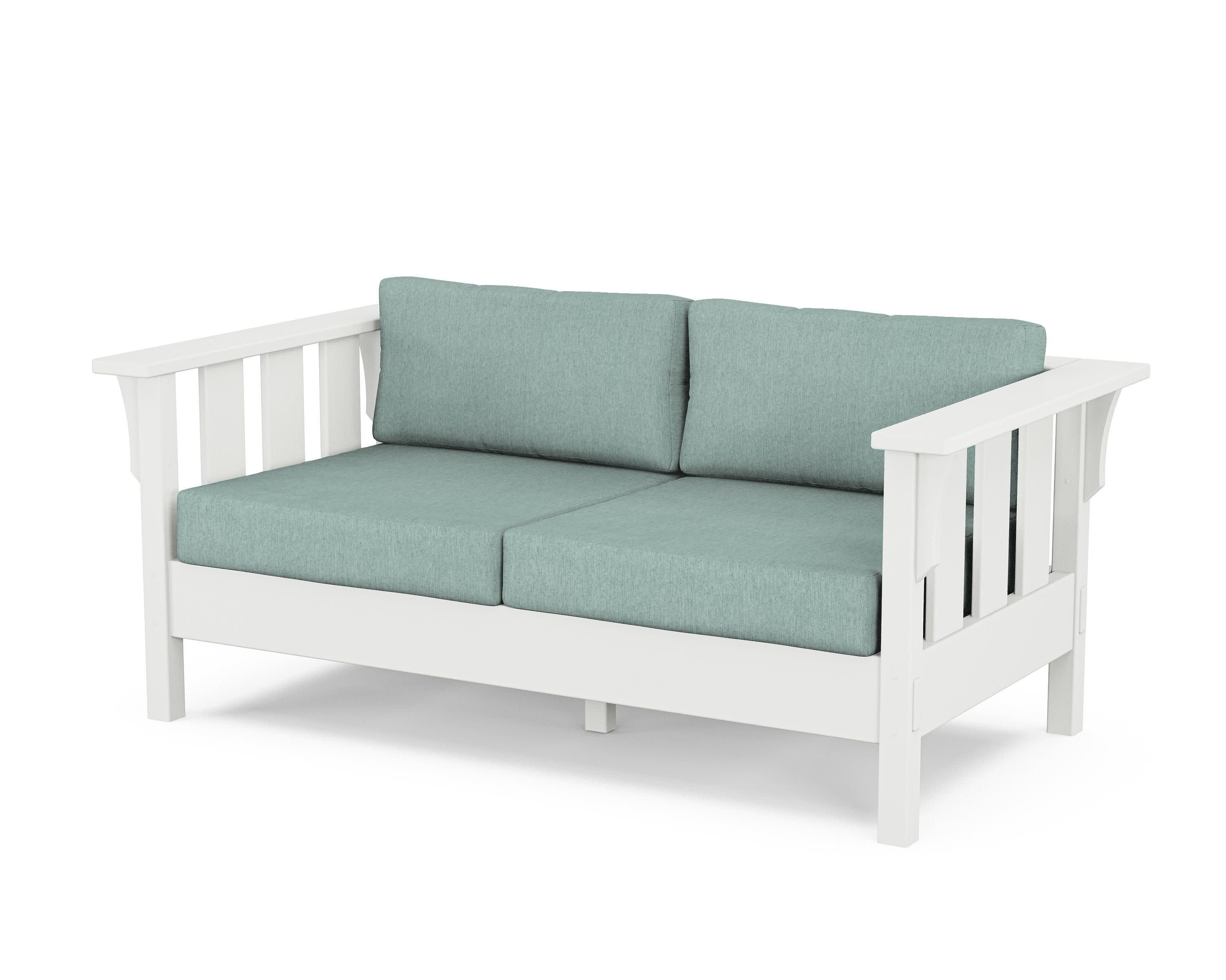 Acadia Deep Seating Loveseat in White / Glacier Spa