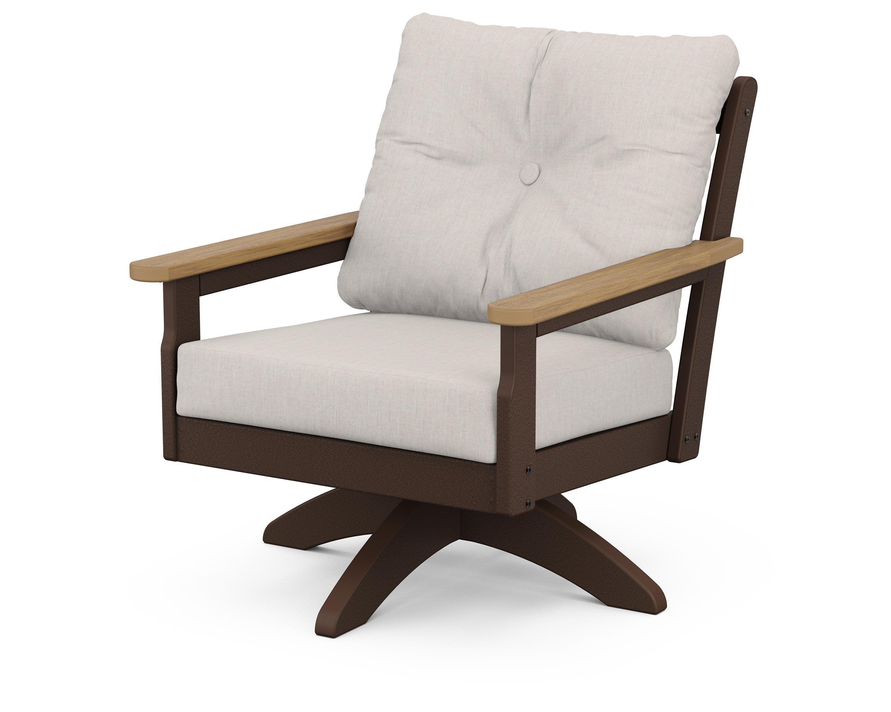 Vineyard Deep Seating Swivel Chair in Mahogany / Natural / Cast Ash