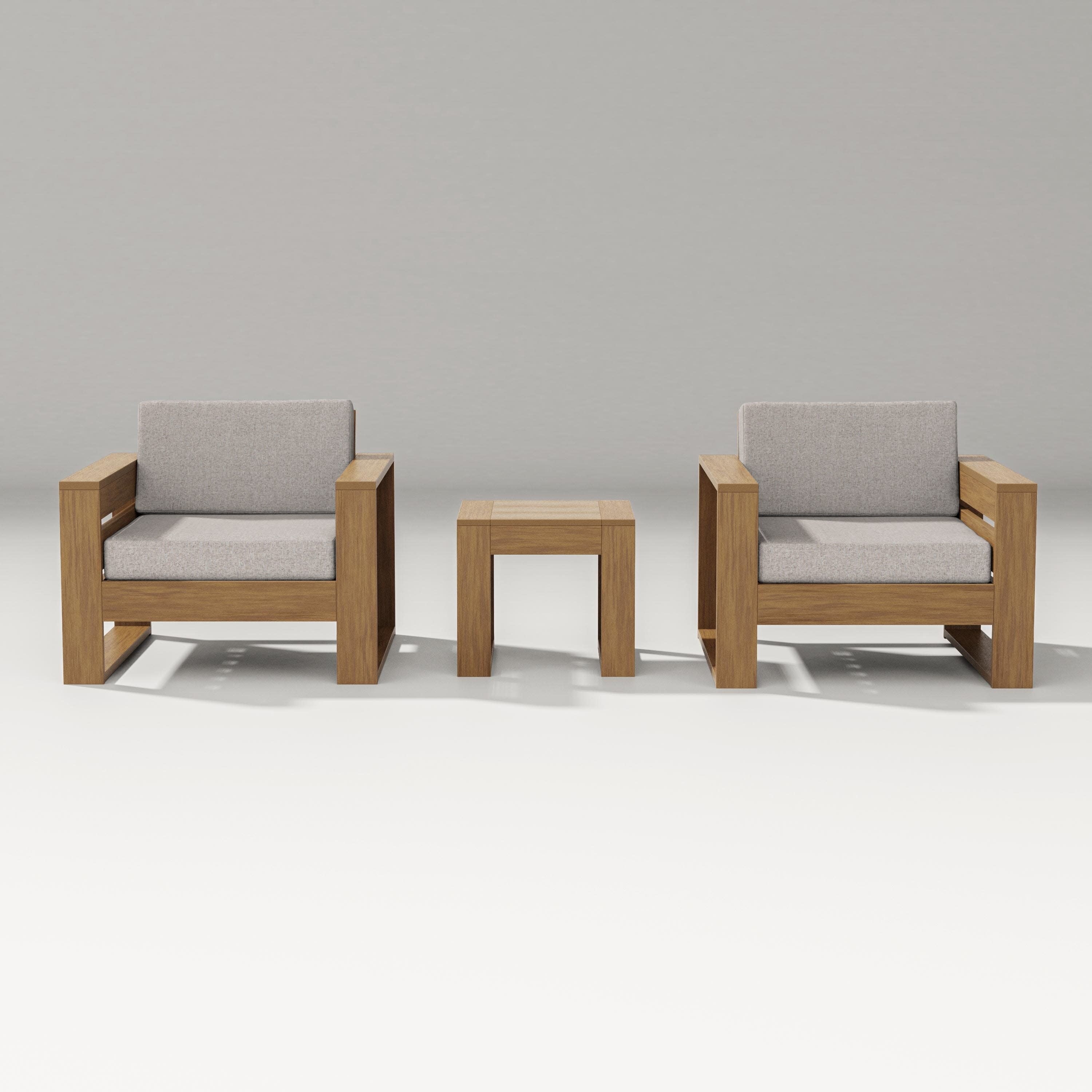 Latitude 3-Piece Lounge Chair Set in Natural / Weathered Tweed