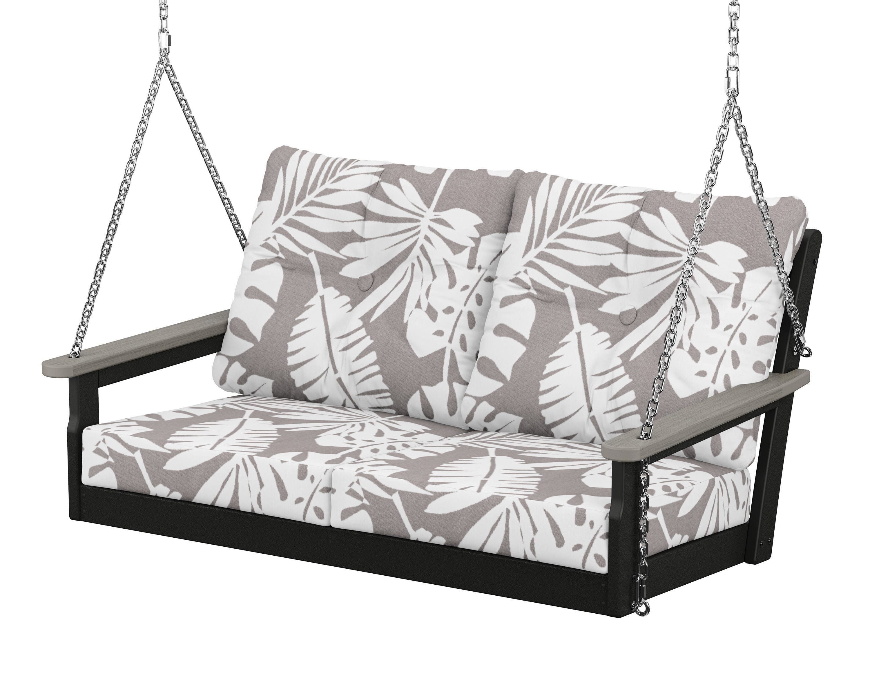 Vineyard Deep Seating Swing in Black / Driftwood / Leaf Grey Mist