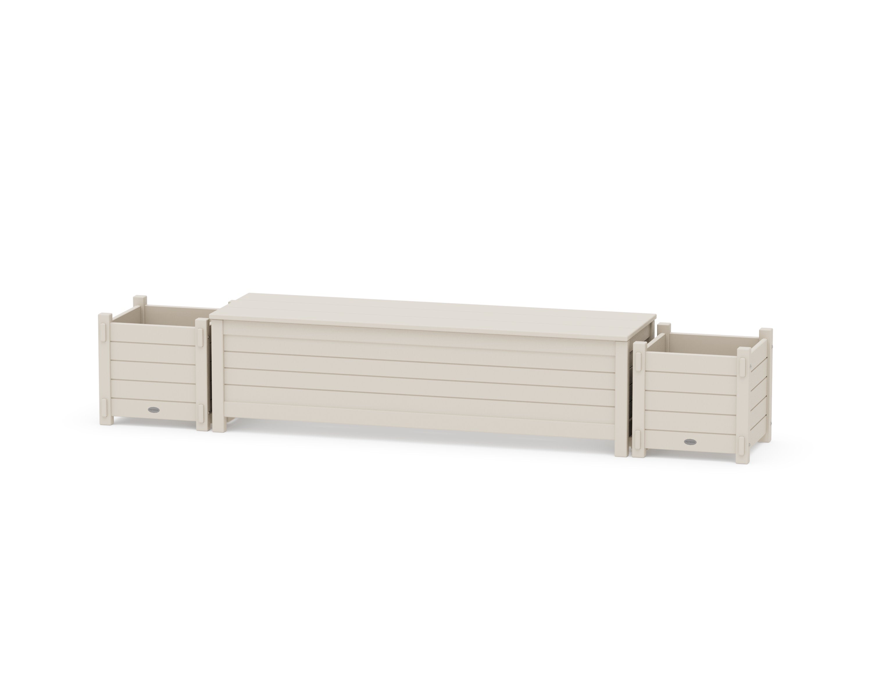 60" Nautical Straight Planter Storage Bench Set in Sand