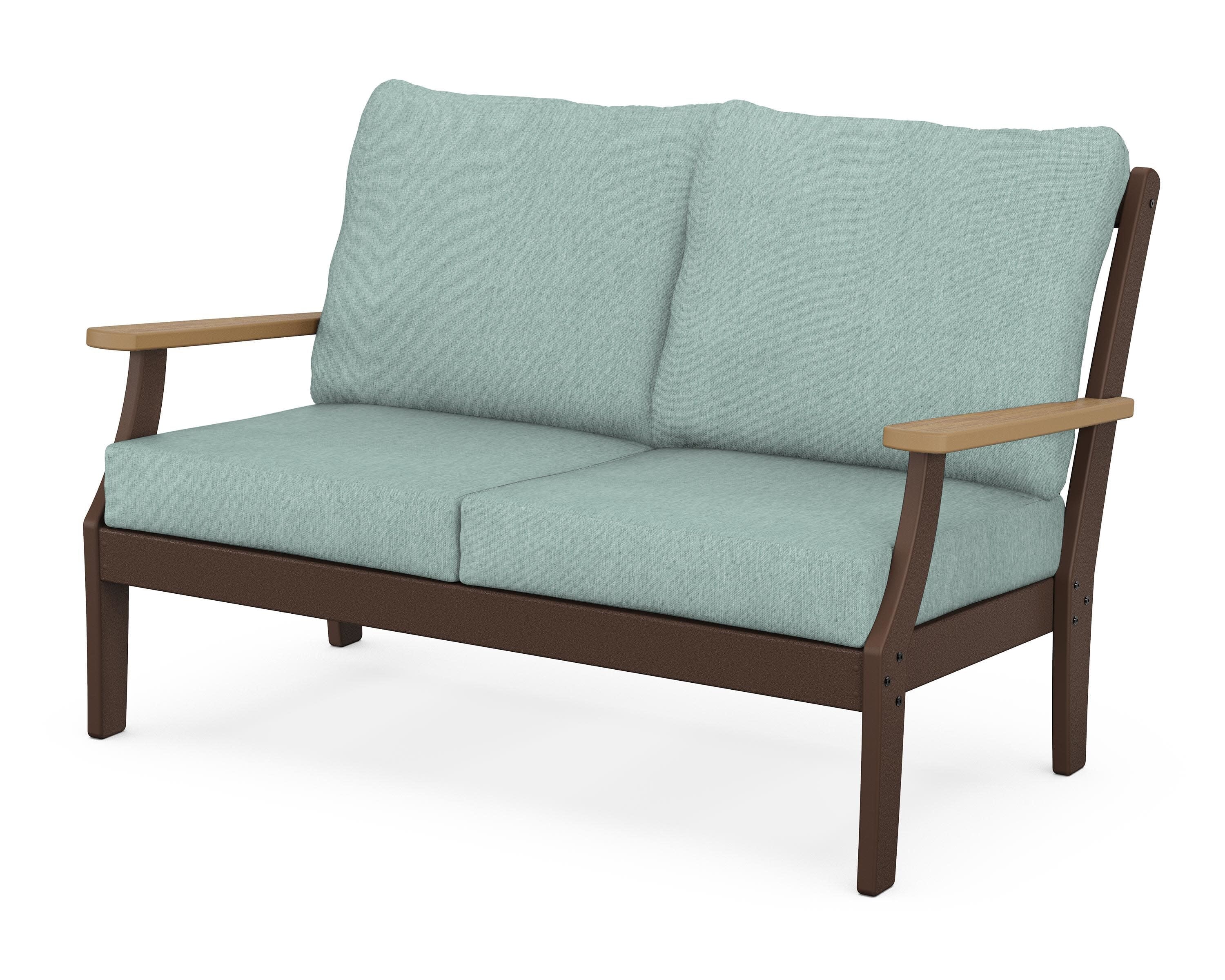 Braxton Deep Seating Loveseat in Mahogany / Natural / Glacier Spa