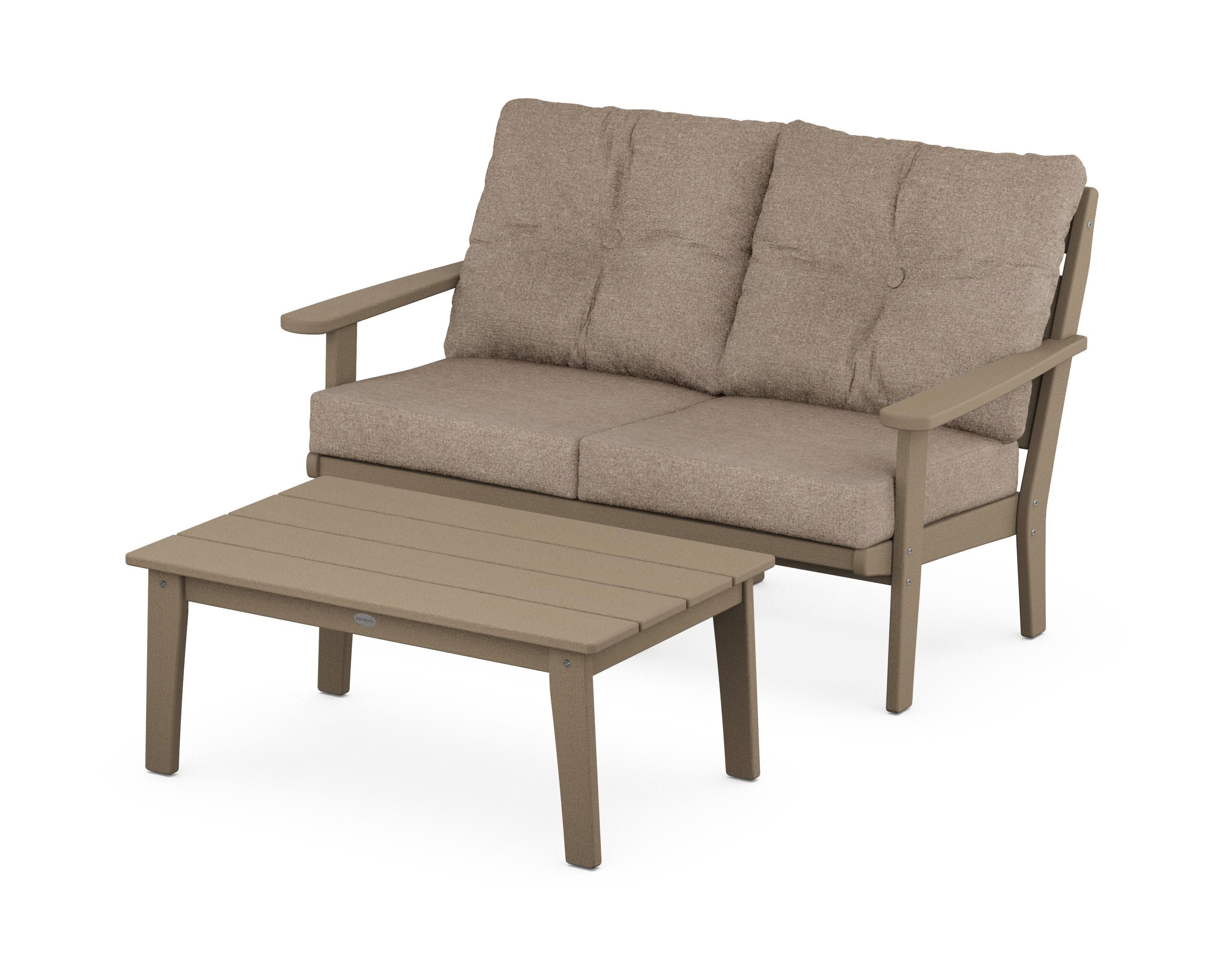 Lakeside 2-Piece Lounge Loveseat Set in Vintage Sahara / Spiced Burlap