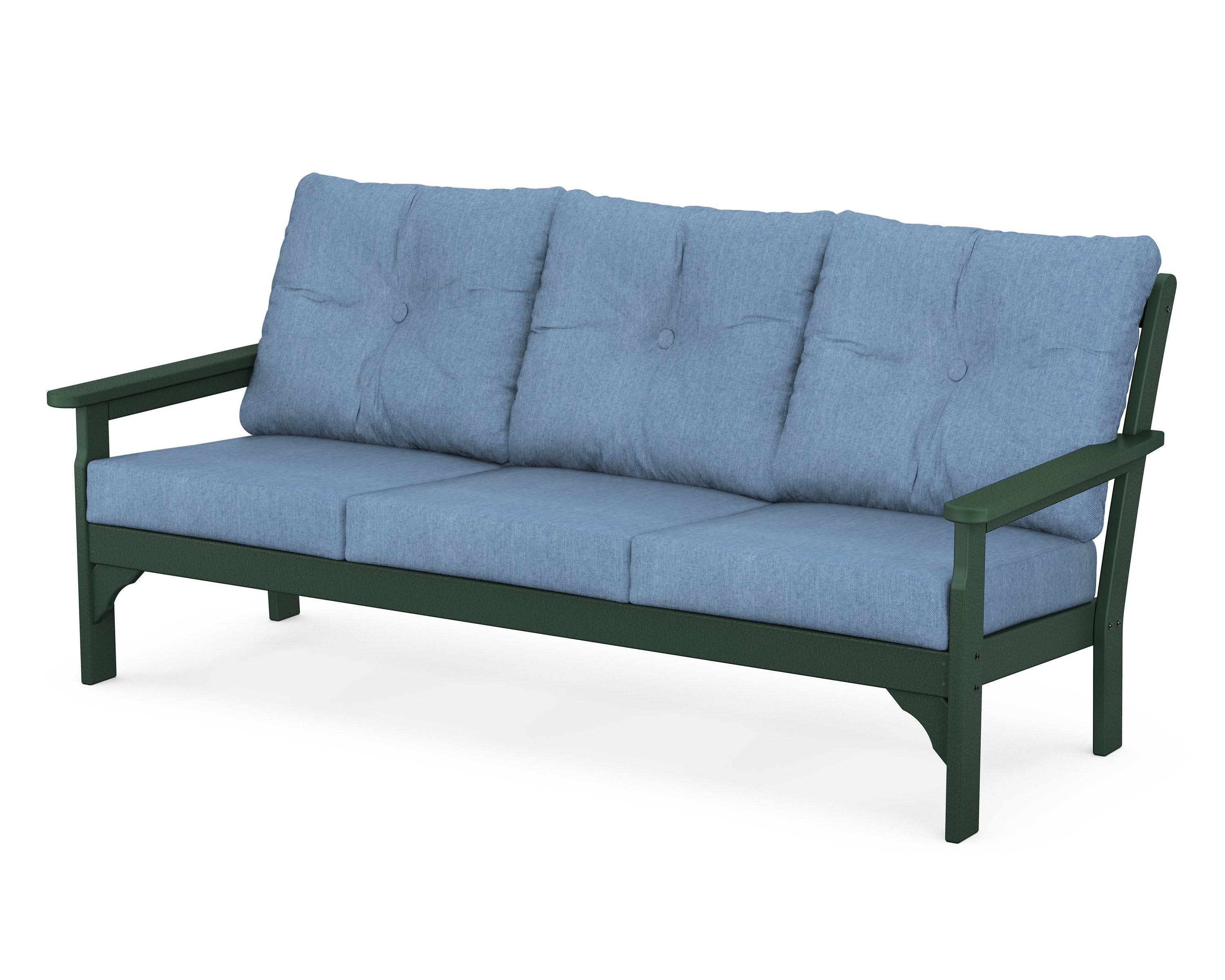 Vineyard Deep Seating Sofa in Green / Sky Blue