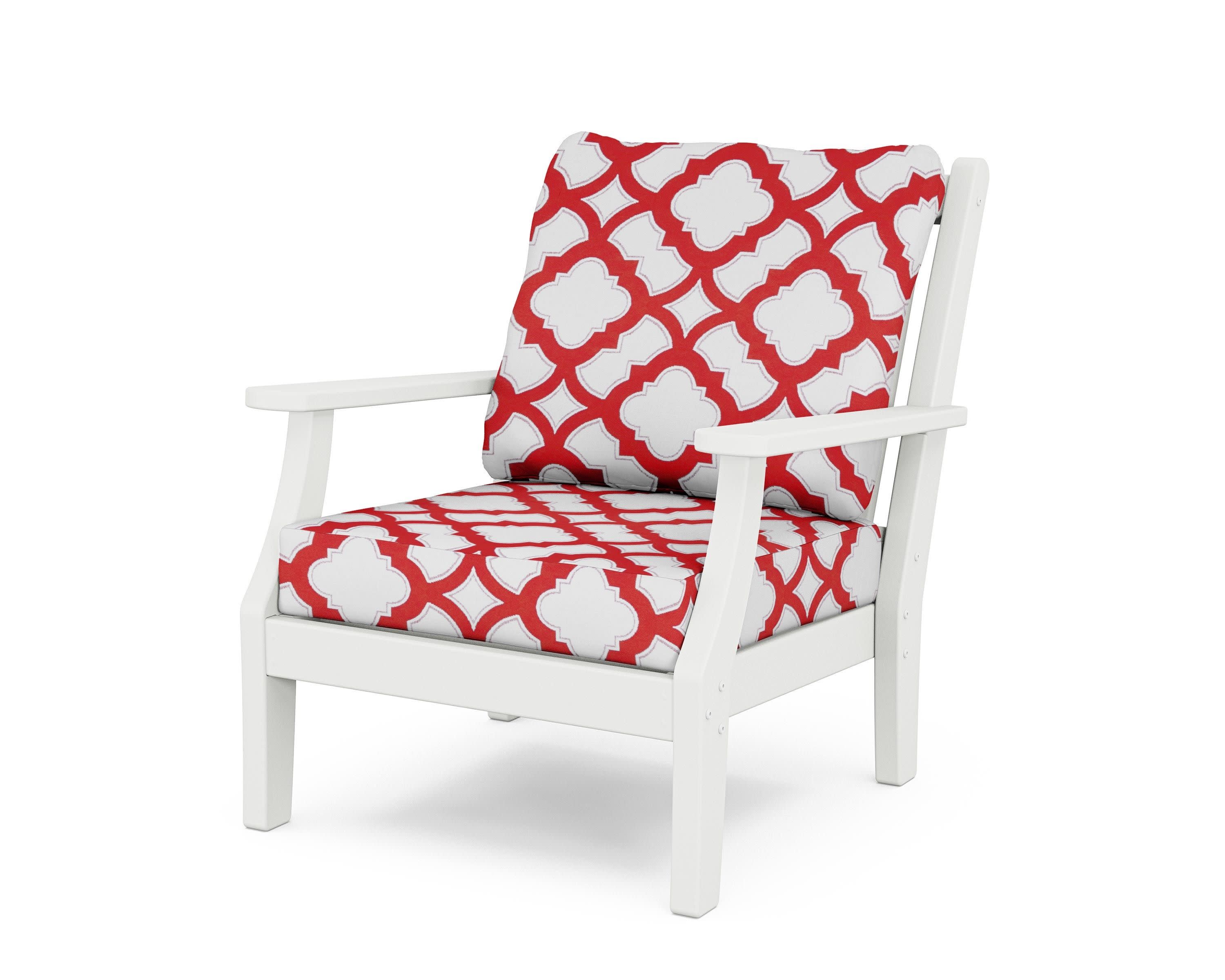 Wovendale Deep Seating Chair in White / Trellis Crimson