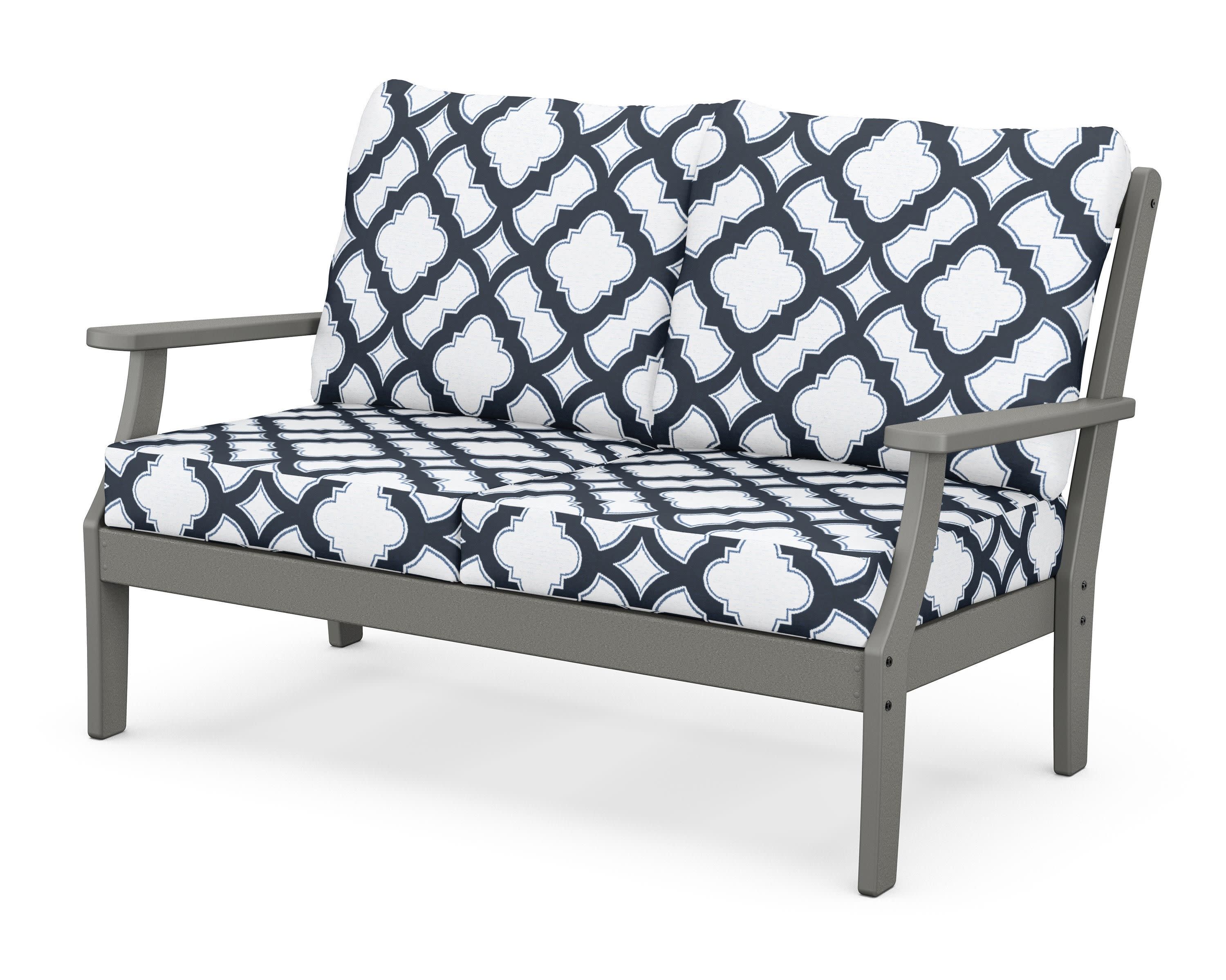 Braxton Deep Seating Loveseat in Slate Grey / Trellis Marine Indigo