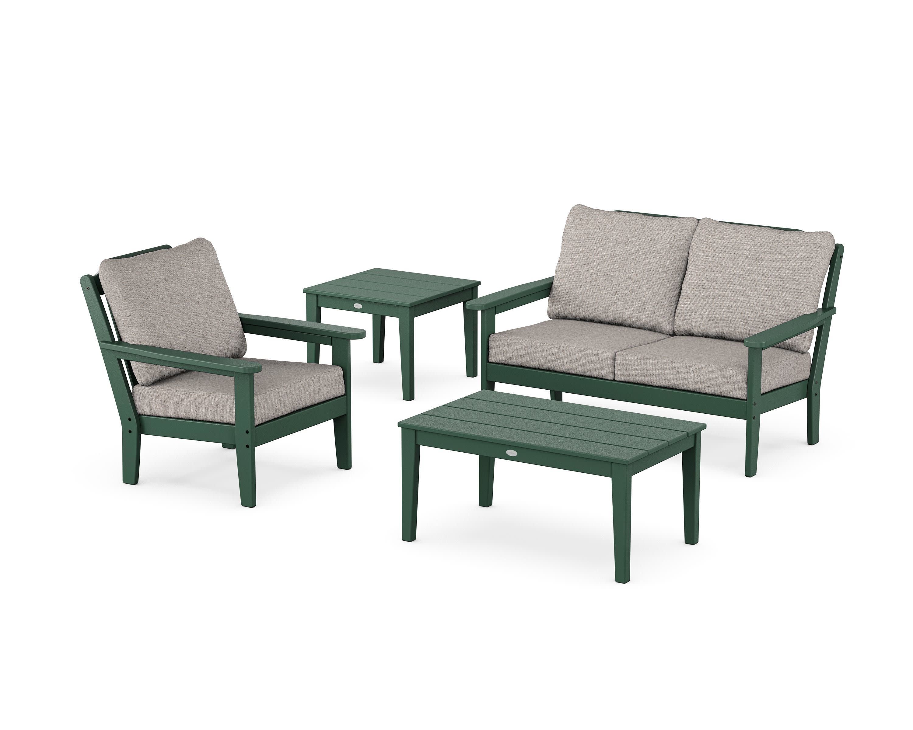 Wovendale 4-Piece Deep Seating Set in Green / Weathered Tweed