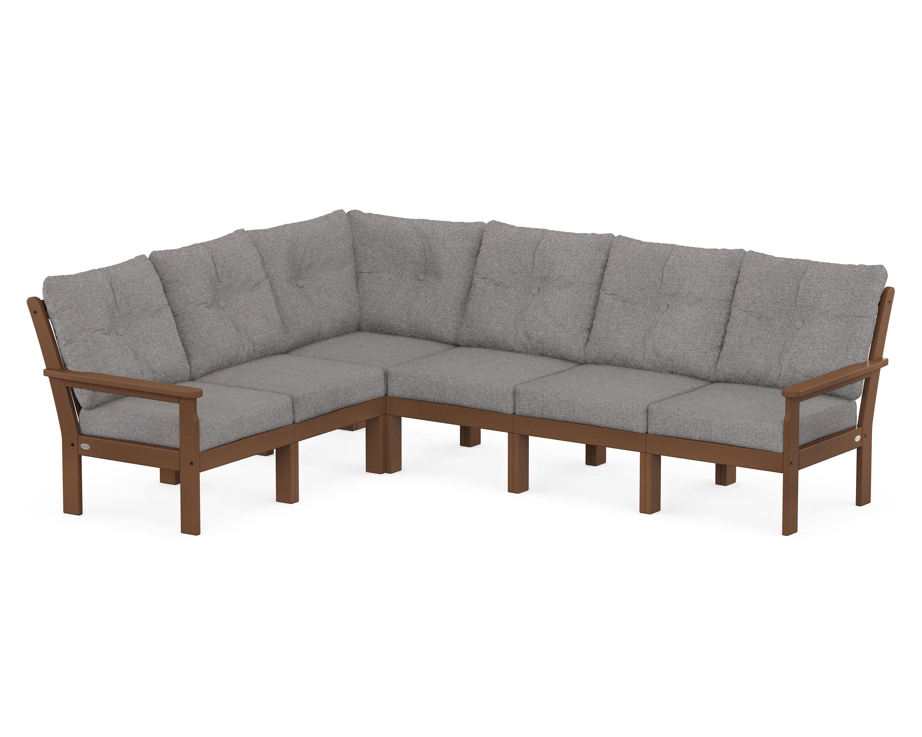 Vineyard 6-Piece Sectional in Teak / Grey Mist