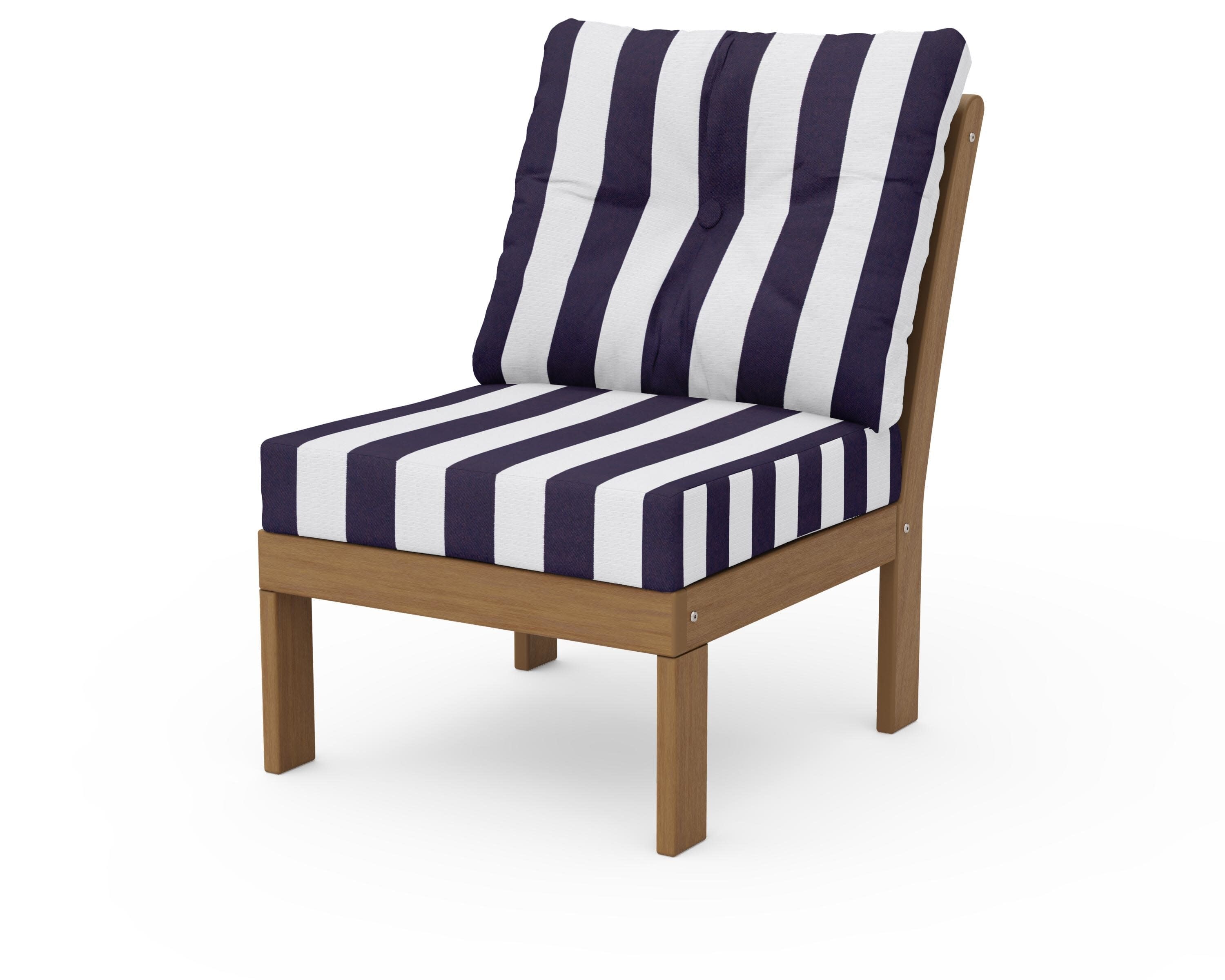 Vineyard Modular Armless Chair in Natural / Cabana Stripe Navy