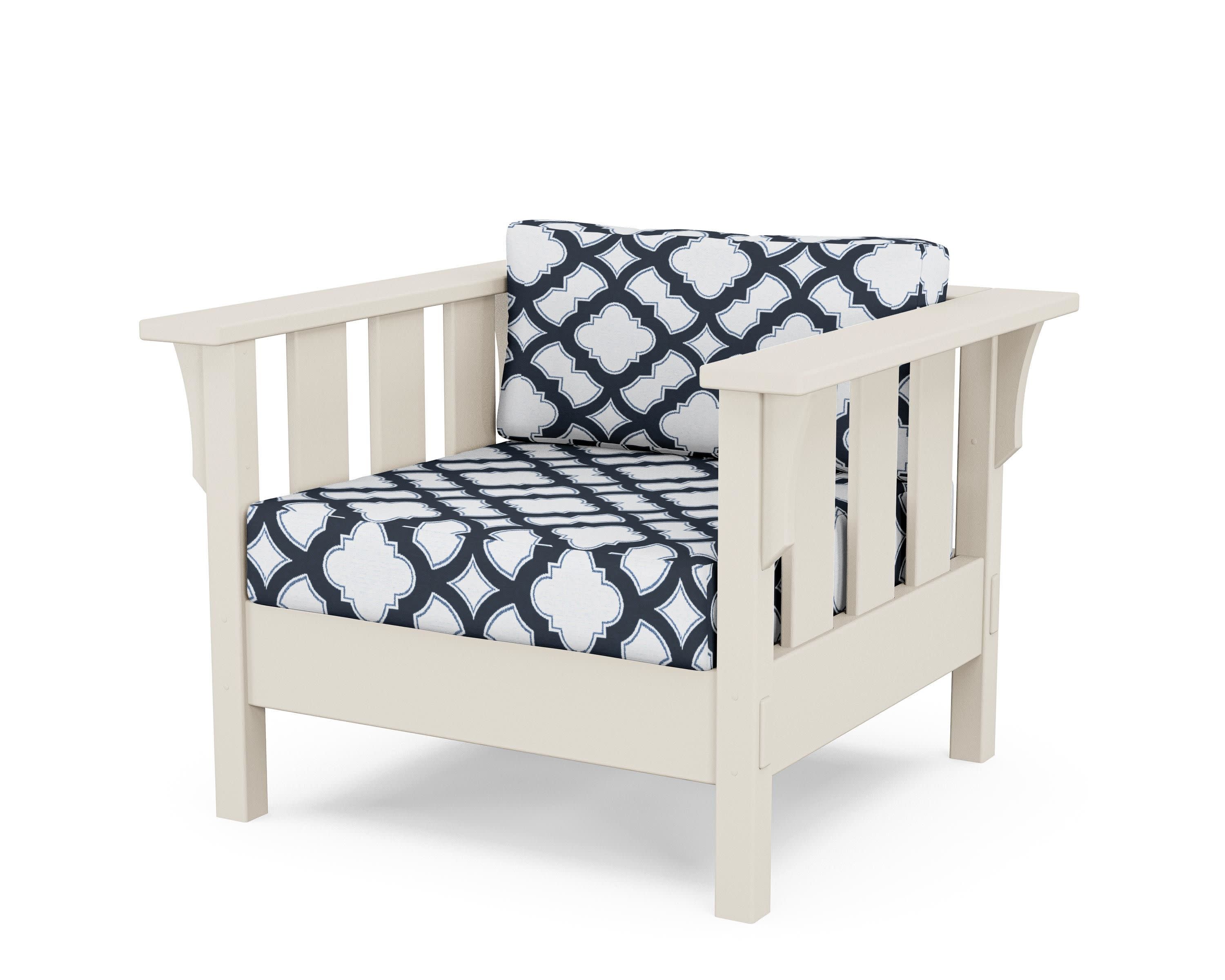 Acadia Deep Seating Chair in Sand / Trellis Marine Indigo