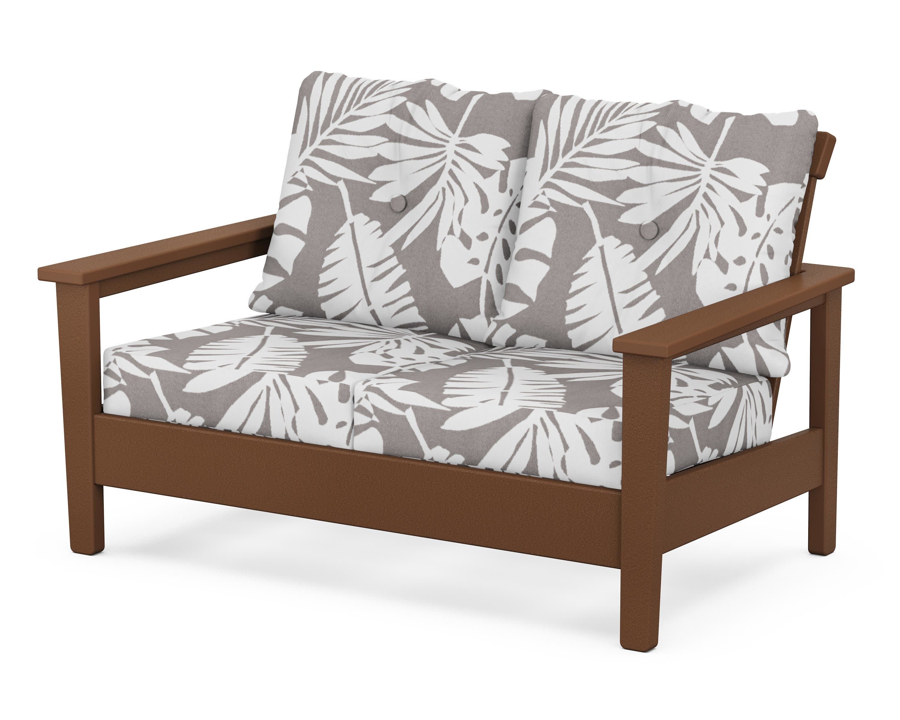 Prescott Deep Seating Loveseat in Teak / Leaf Grey Mist