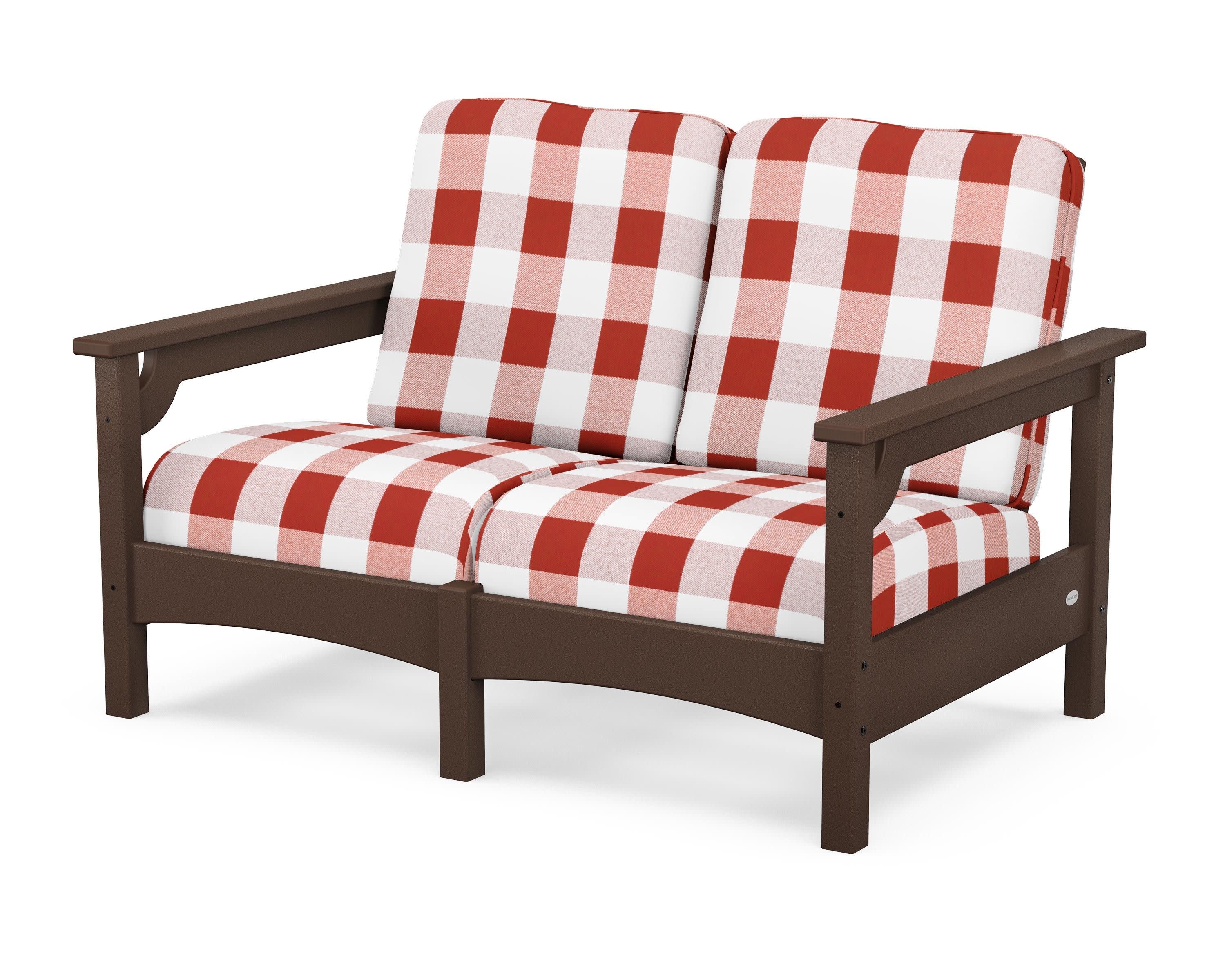 Club Loveseat in Mahogany / Buffalo Plaid Crimson