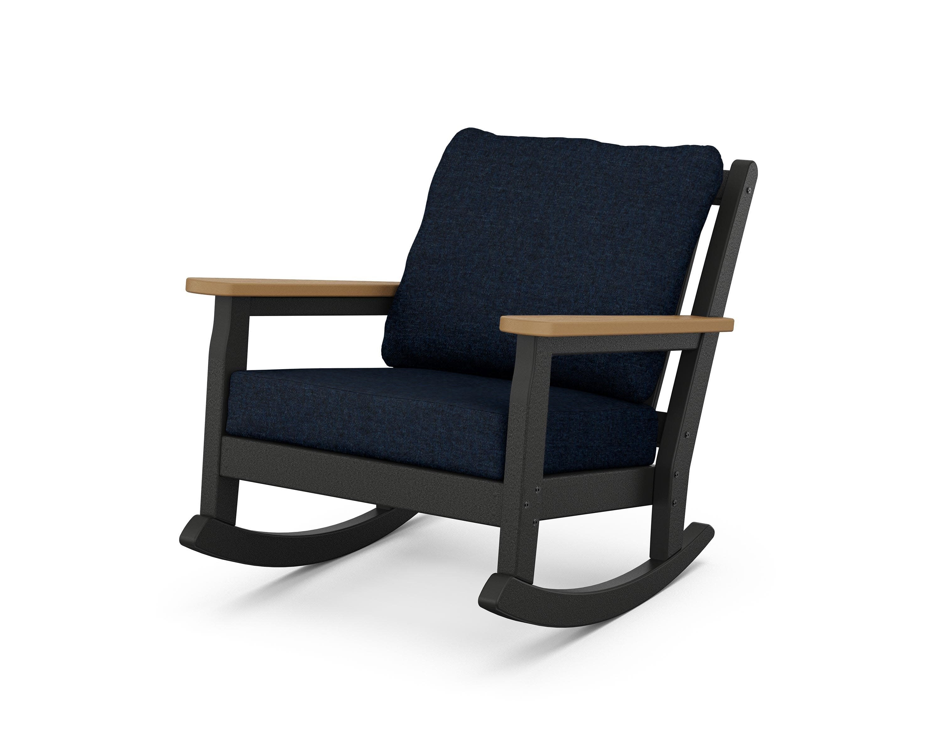 Chippendale Deep Seating Rocking Chair in Black / Natural / Marine Indigo