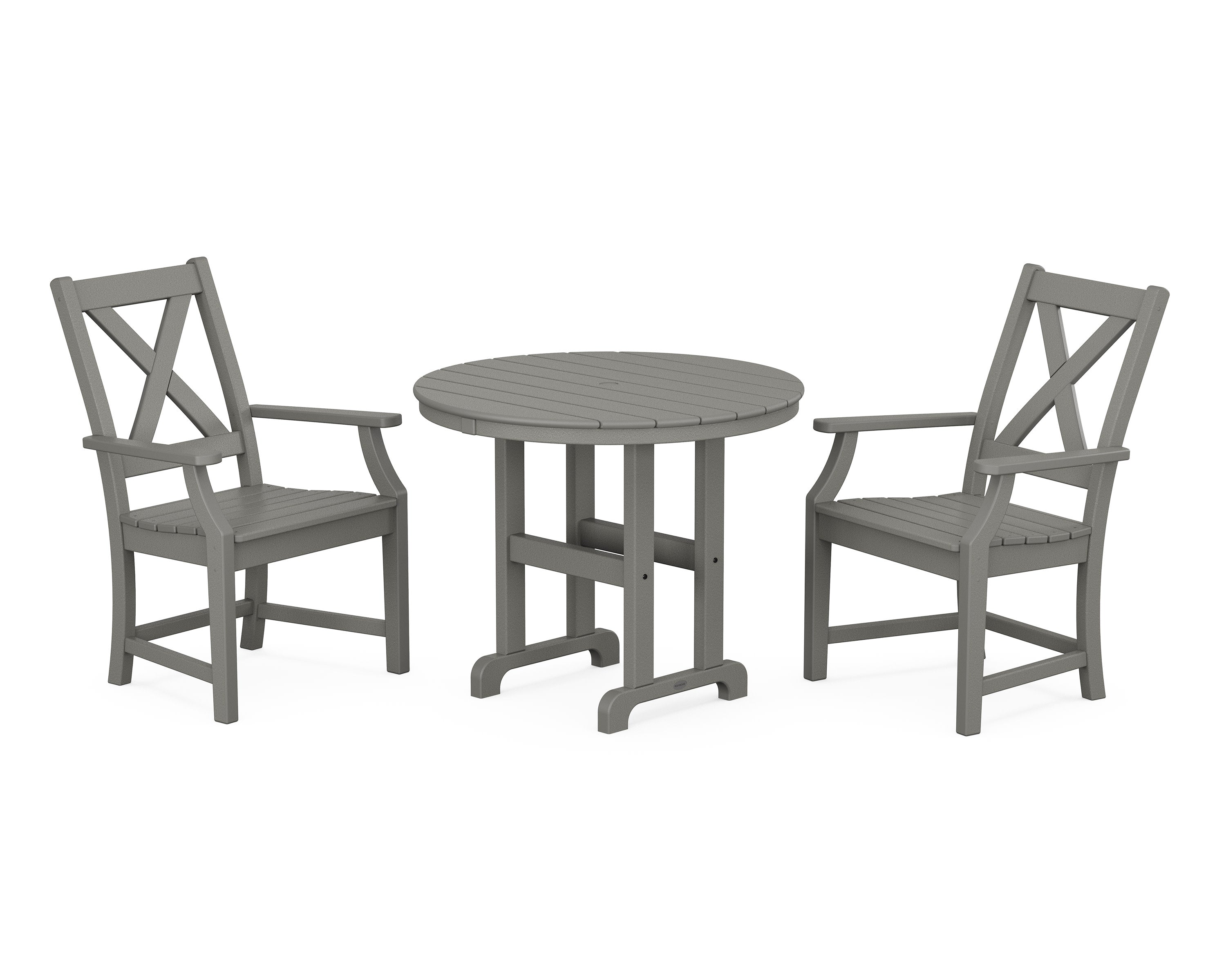 Braxton 3-Piece Round Dining Set in Slate Grey