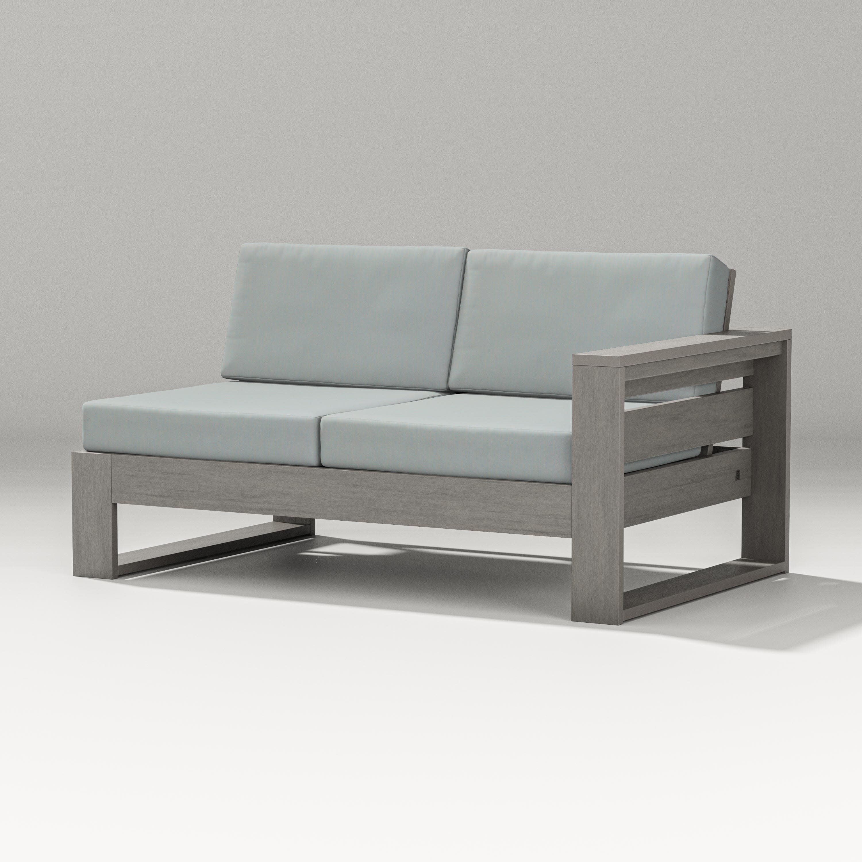 Latitude Modular Right Arm Loveseat in Driftwood / Spa