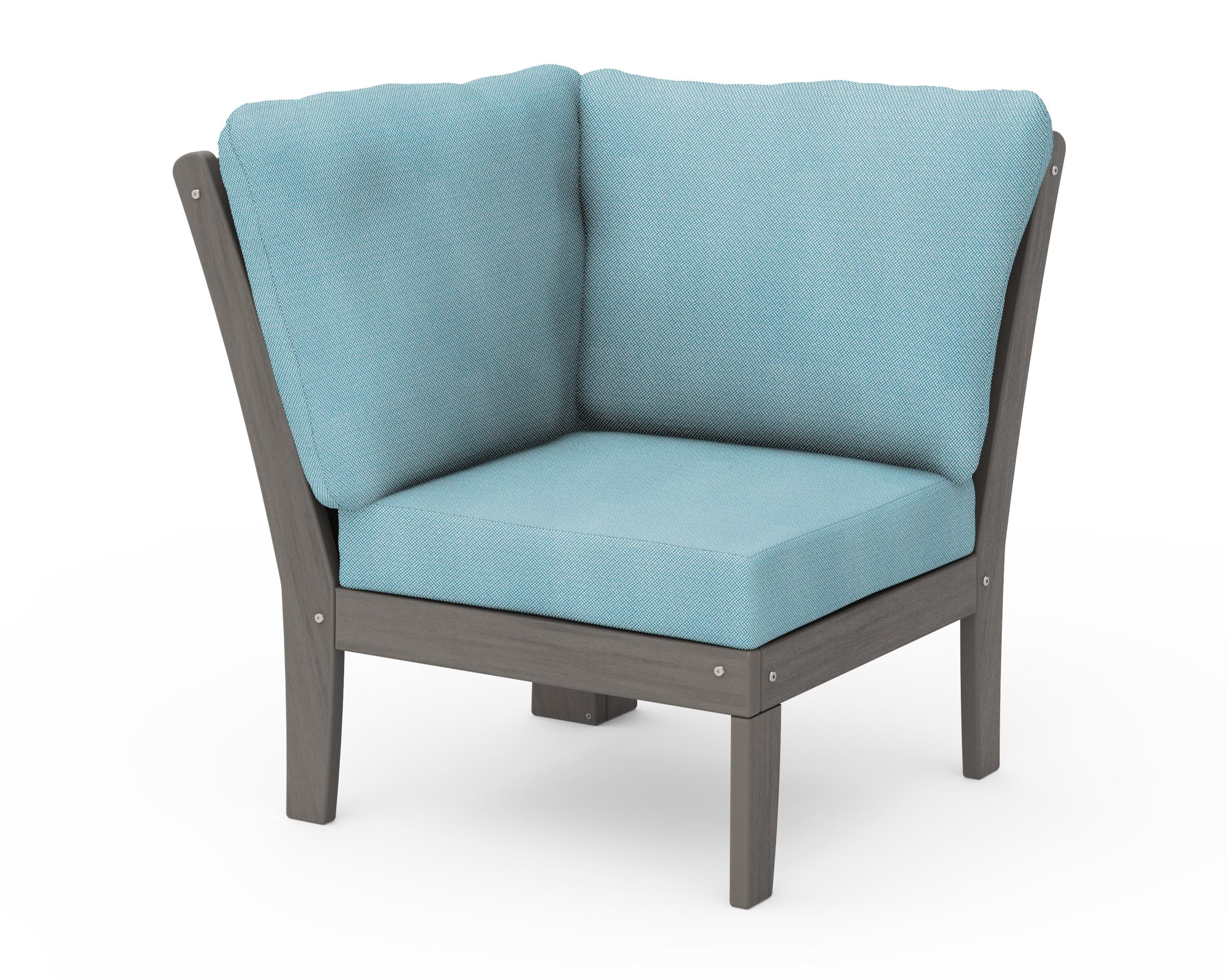 Braxton Modular Corner Chair in Driftwood / Lattice Sky Blue