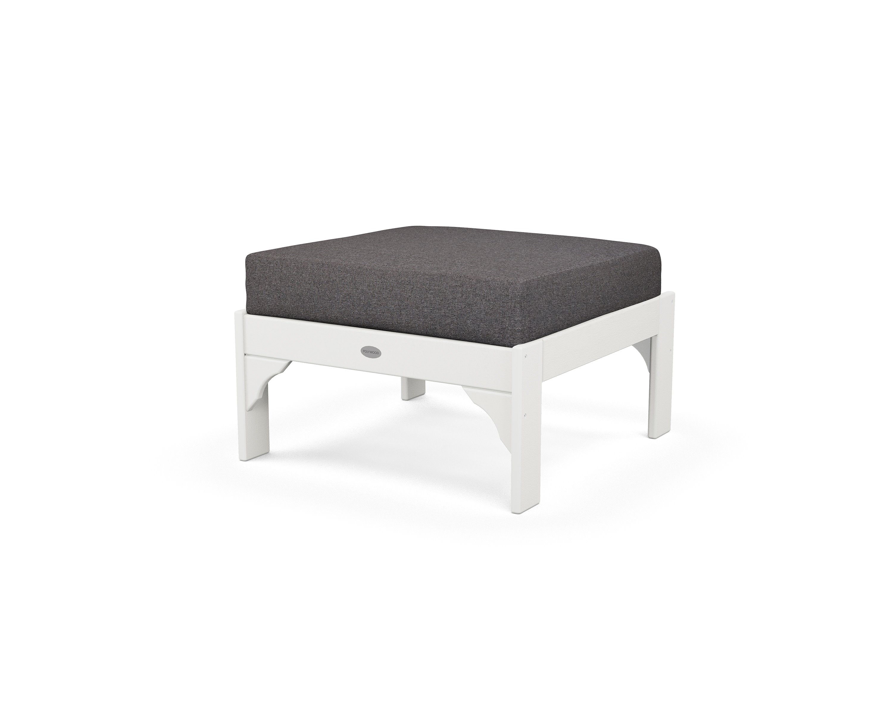 Vineyard Deep Seating Ottoman in Vintage White / Ash Charcoal