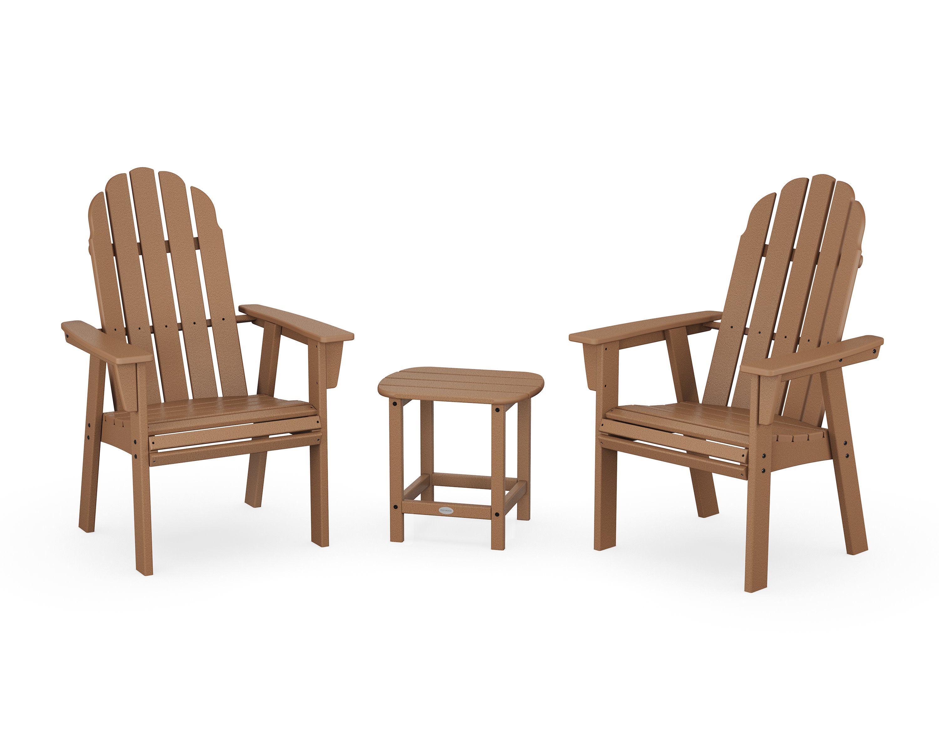 Vineyard 3-Piece Curveback Upright Adirondack Chair Set in Teak