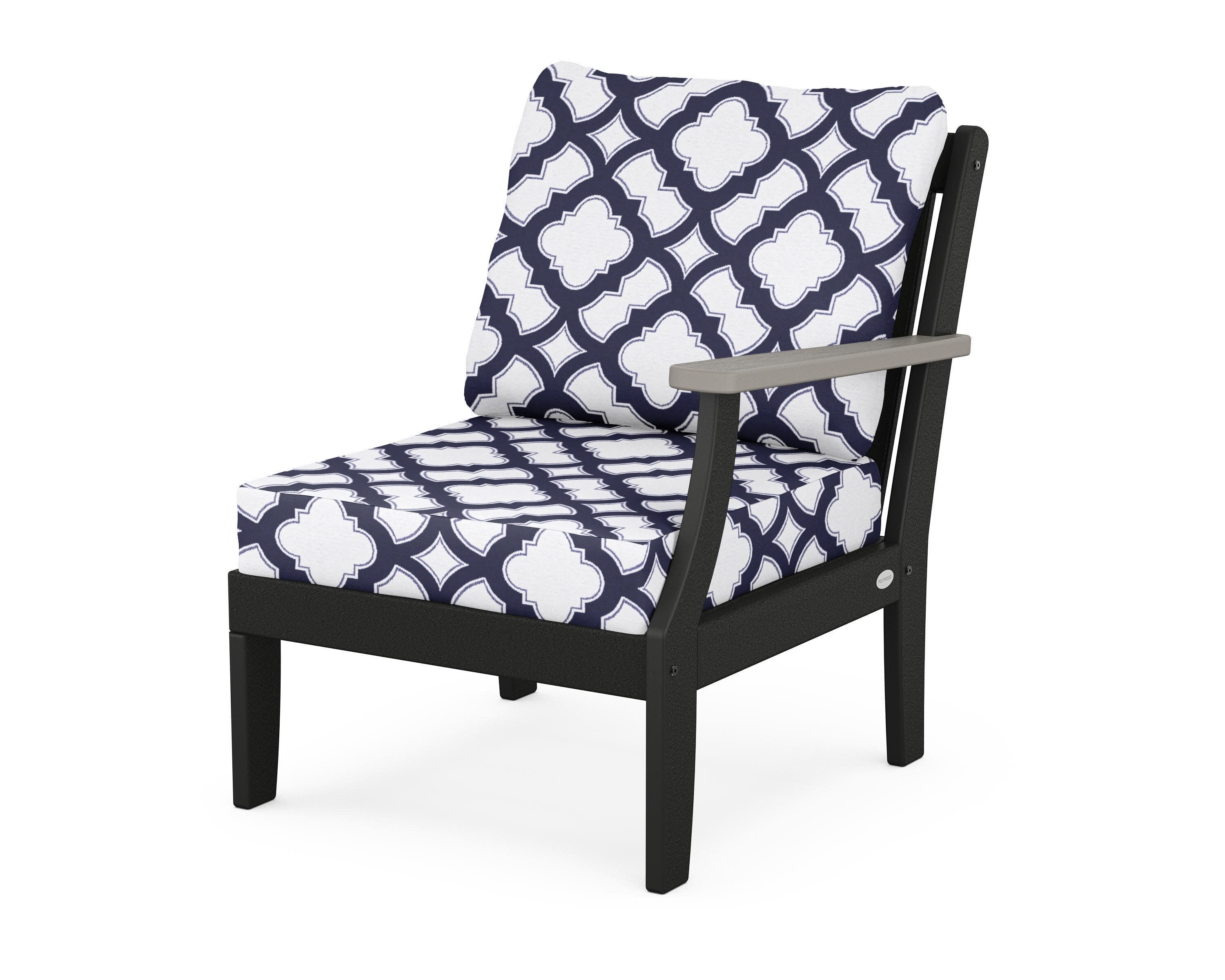 Braxton Modular Right Arm Chair in Black / Driftwood / Trellis Navy