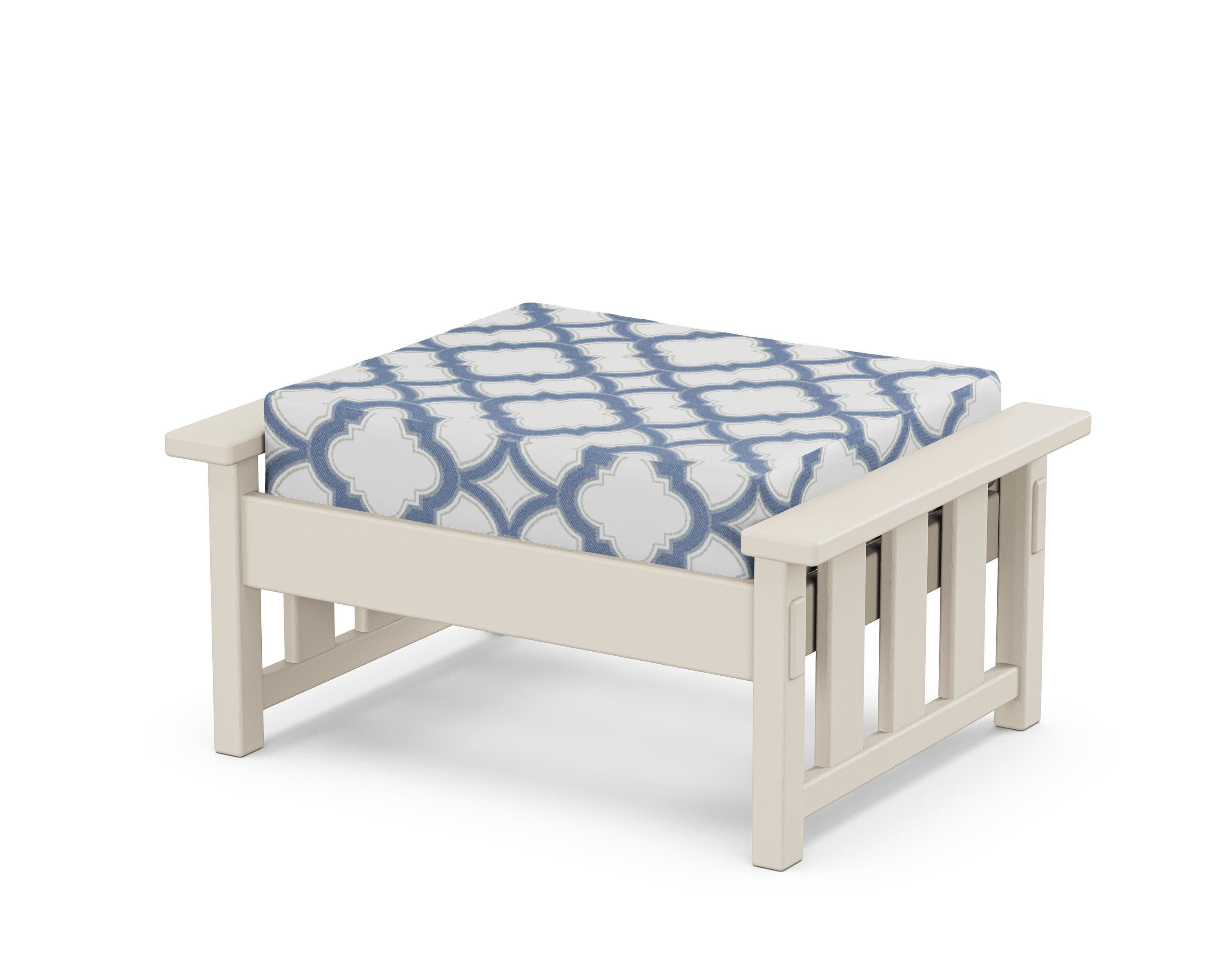 Acadia Deep Seating Ottoman in Sand / Trellis Sky Blue