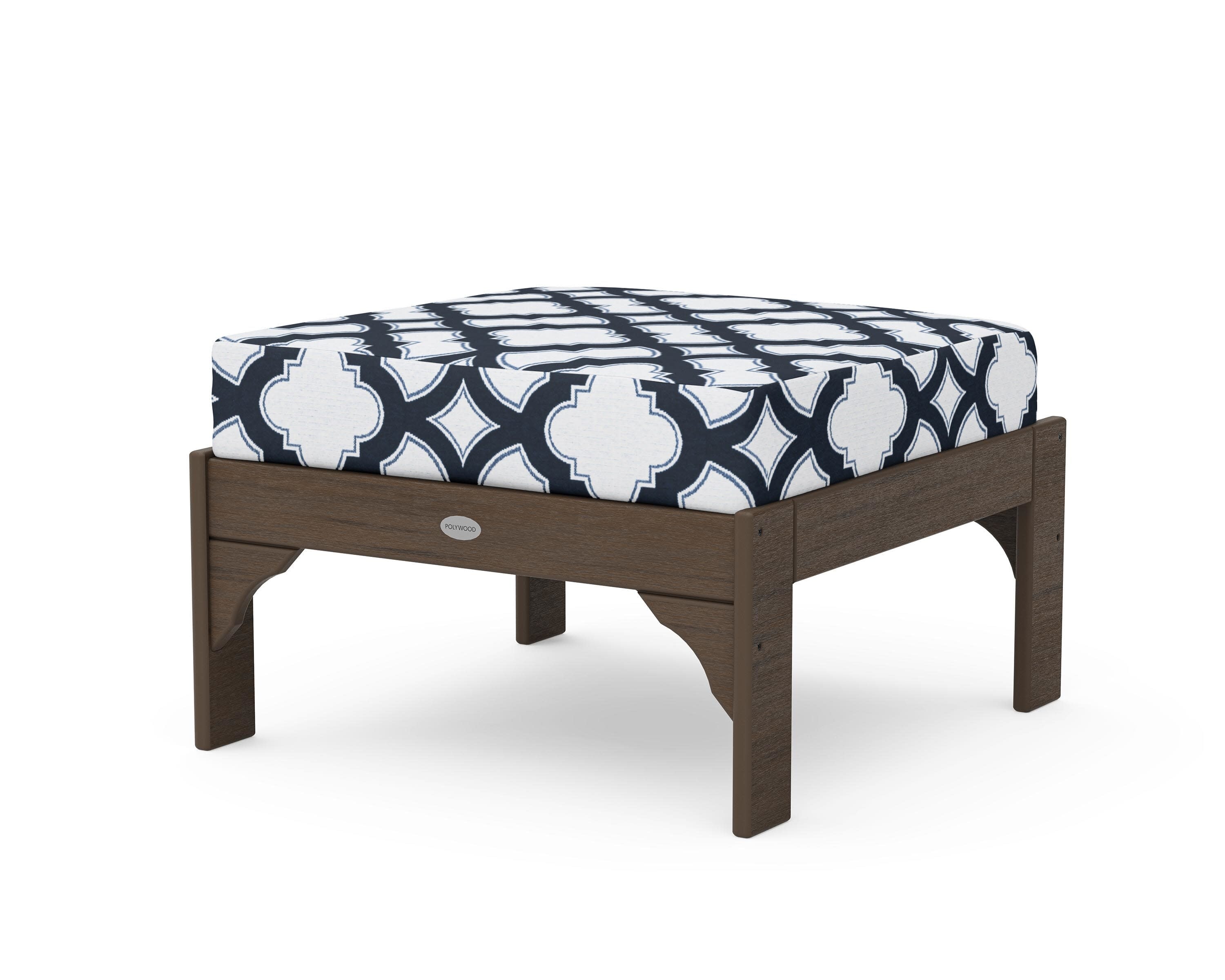 Vineyard Deep Seating Ottoman in Kona / Trellis Marine Indigo