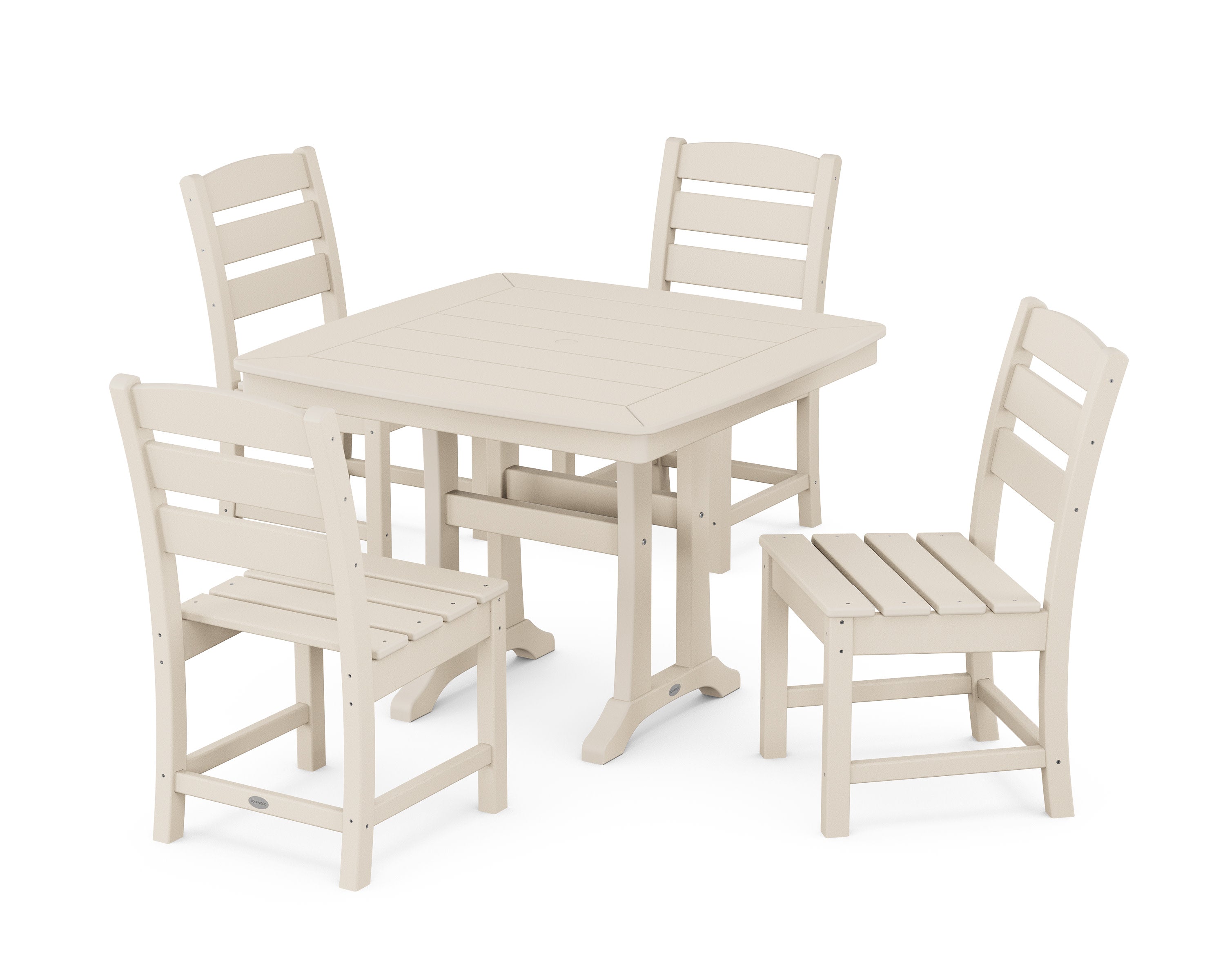 Lakeside Side Chair 5-Piece Dining Set with Trestle Legs in Sand