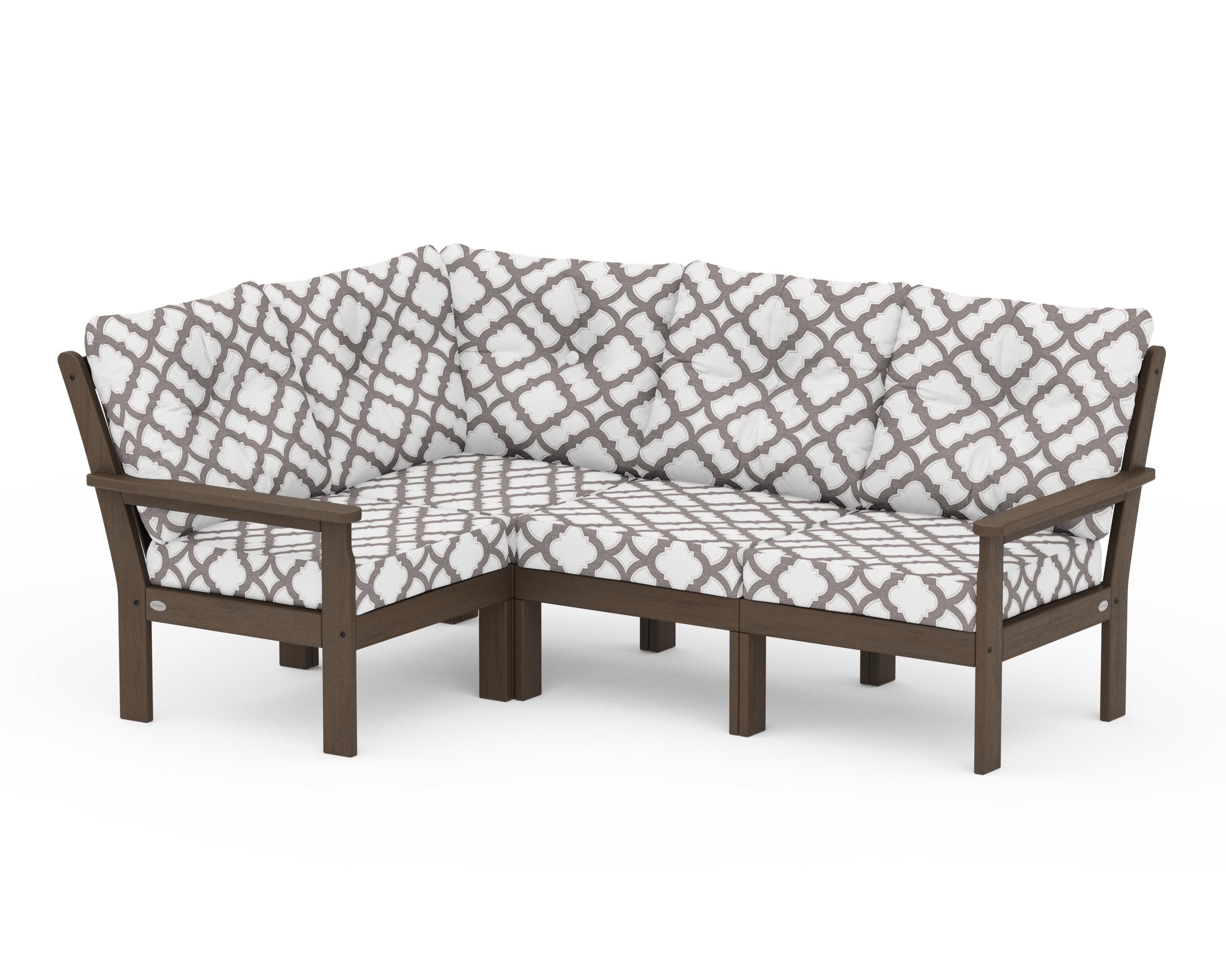Vineyard 4-Piece Sectional in Kona / Trellis Grey Mist