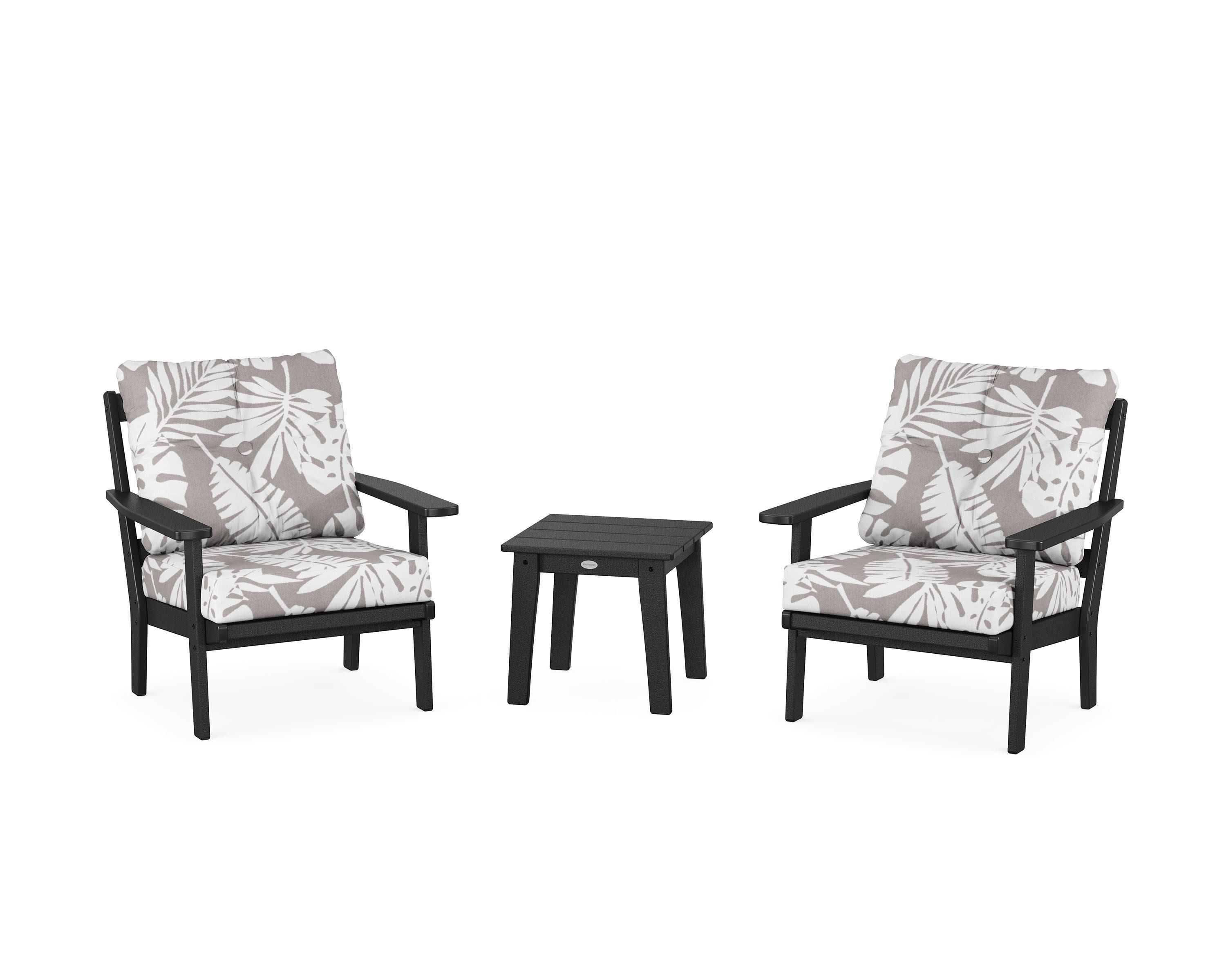 Oxford 3-Piece Deep Seating Set in Black / Leaf Grey Mist