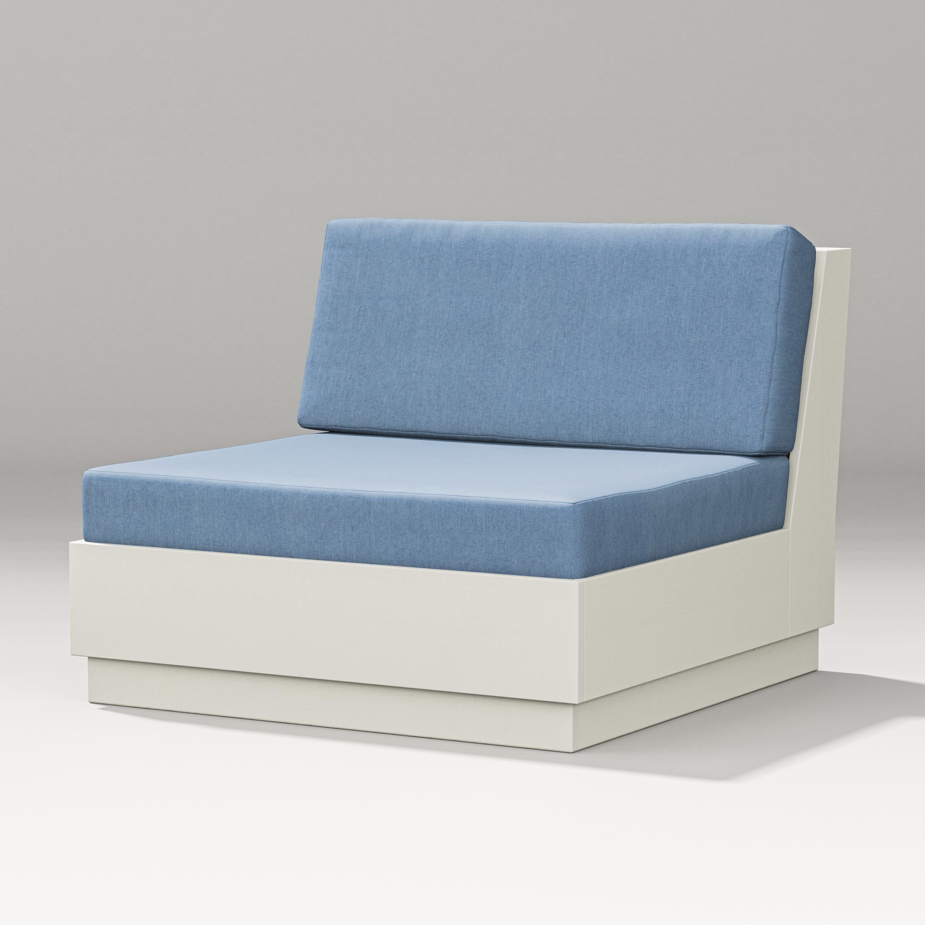 Elevate Modular Armless Chair in Vintage White / Sky Blue