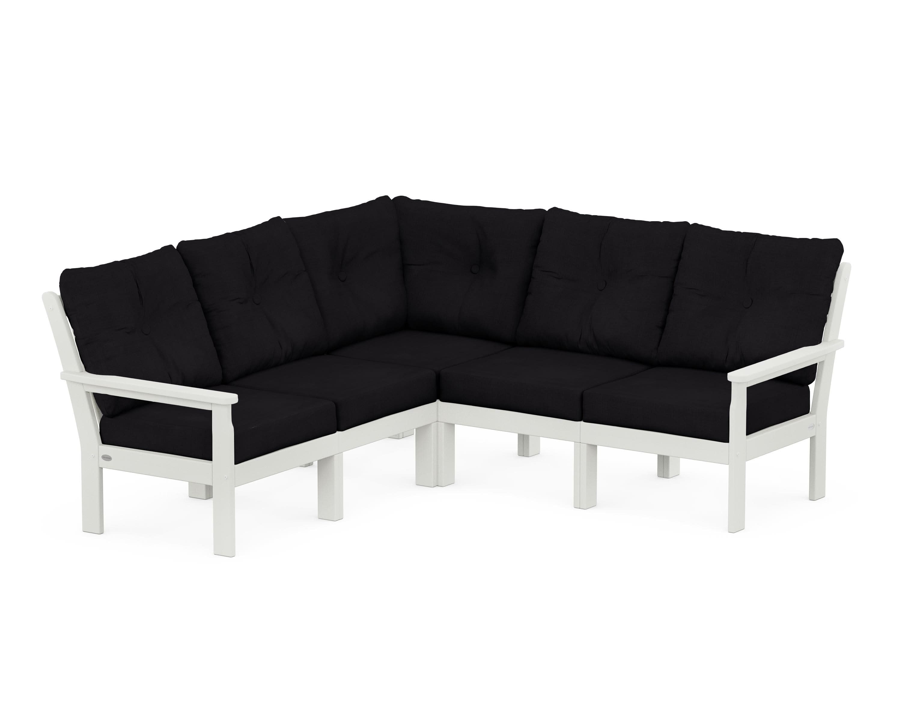 Vineyard 5-Piece Sectional in Vintage White / Midnight Linen