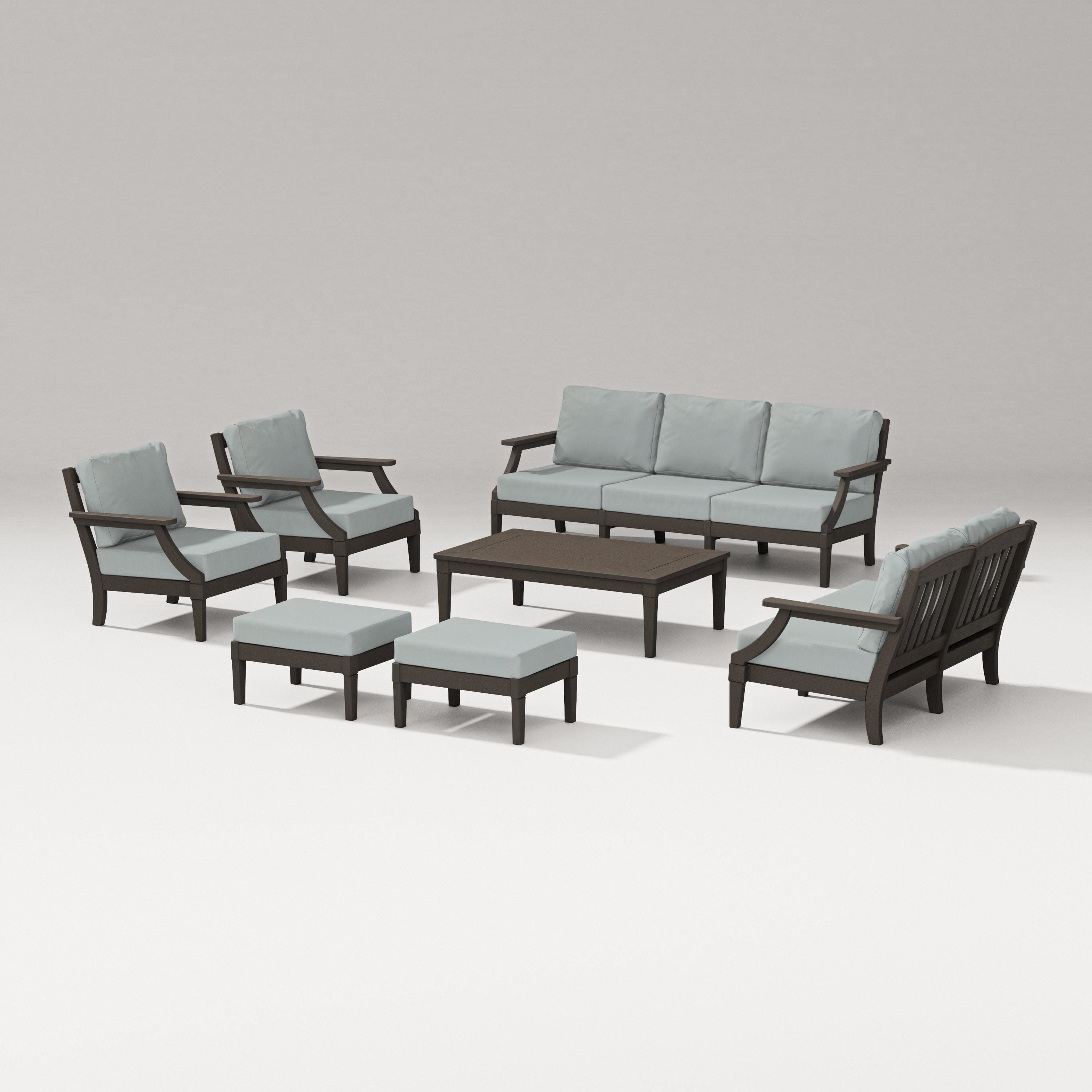 Estate 7-Piece Lounge Sofa Set in Vintage Coffee / Spa