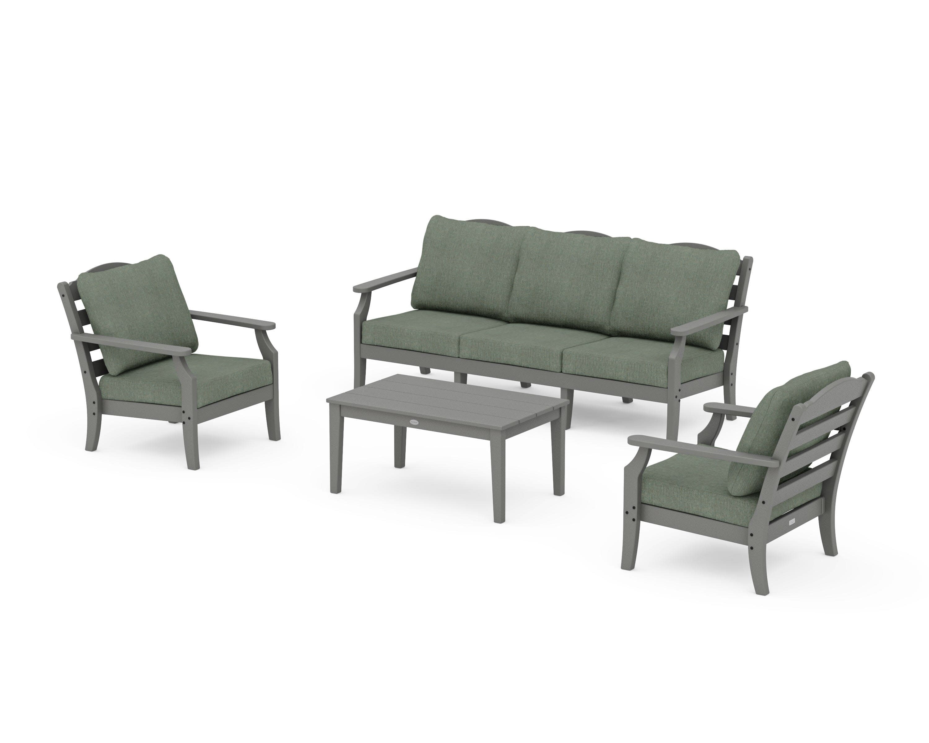 Savannah 4-Piece Deep Seating Set with Sofa in Slate Grey / Cast Sage
