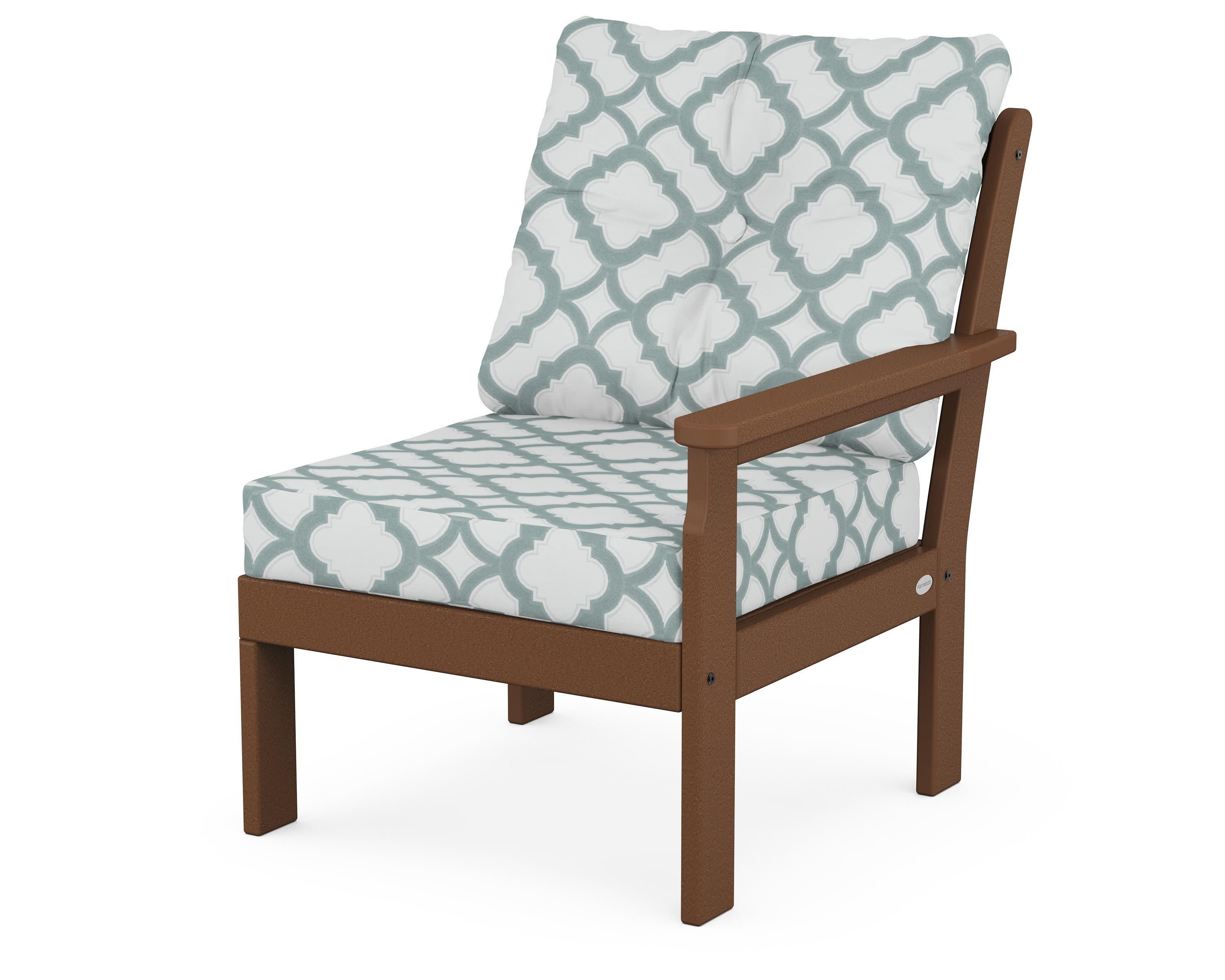 Vineyard Modular Right Arm Chair in Teak / Trellis Glacier Spa