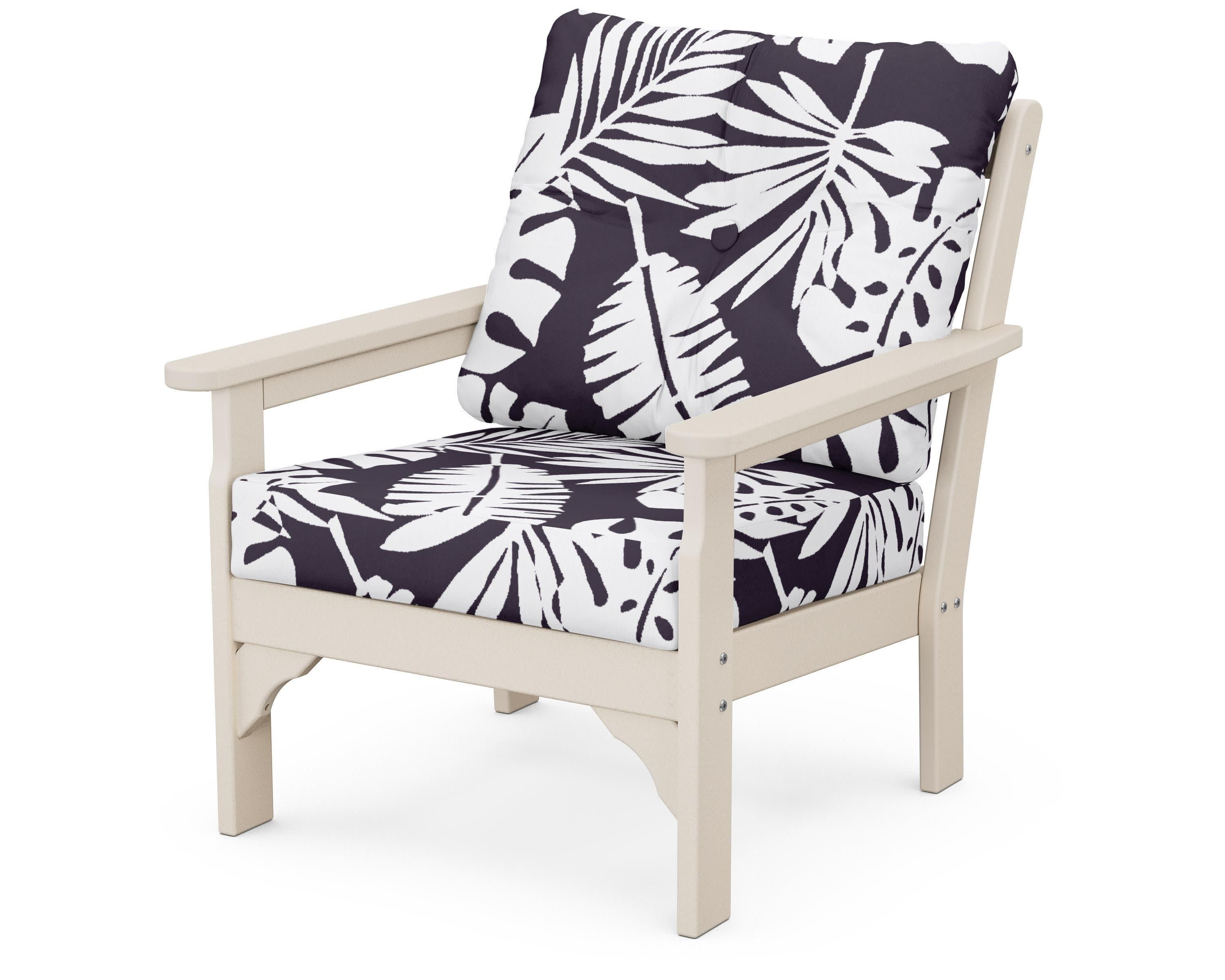Vineyard Deep Seating Chair in Sand / Leaf Navy
