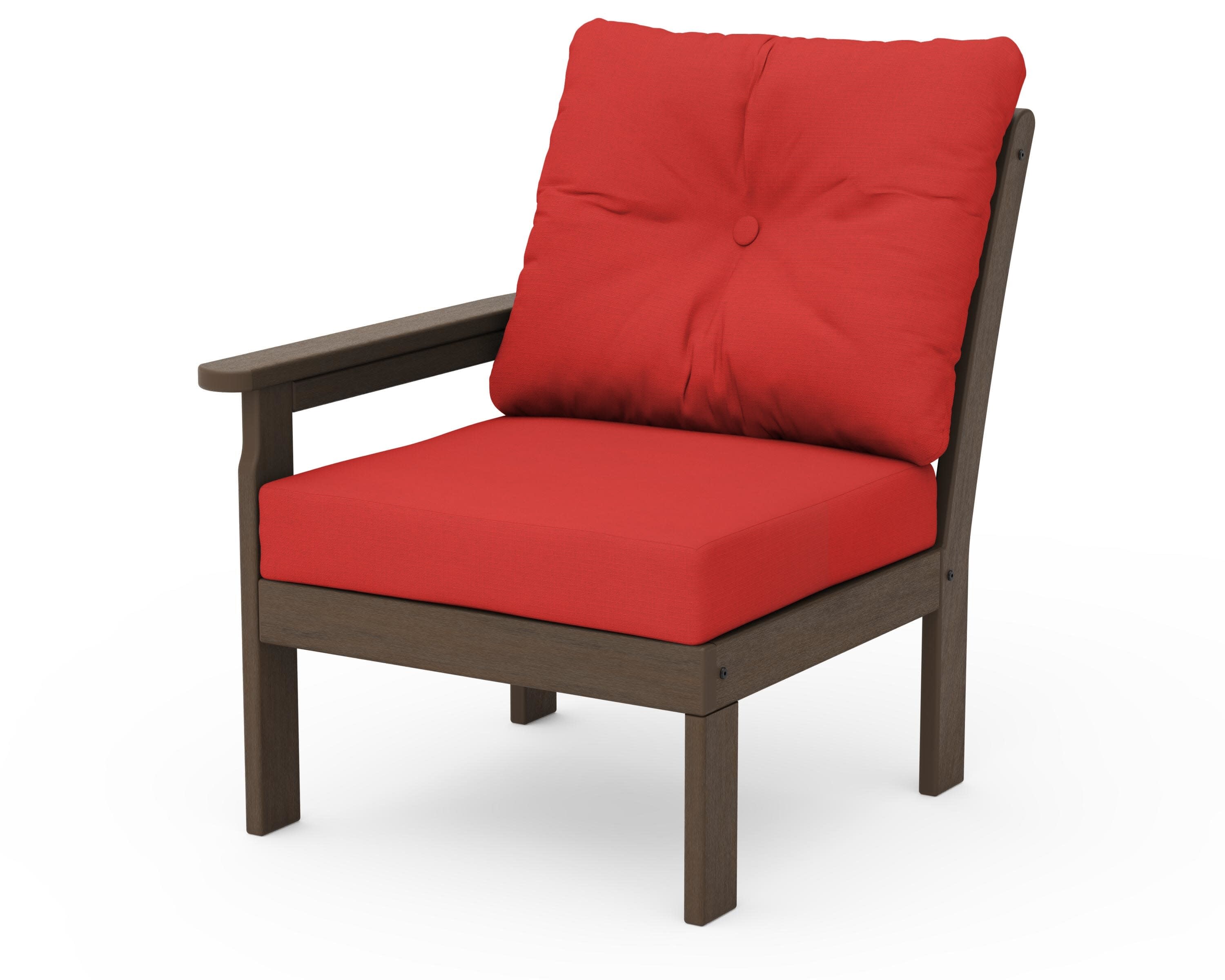 Vineyard Modular Left Arm Chair in Kona / Crimson Linen