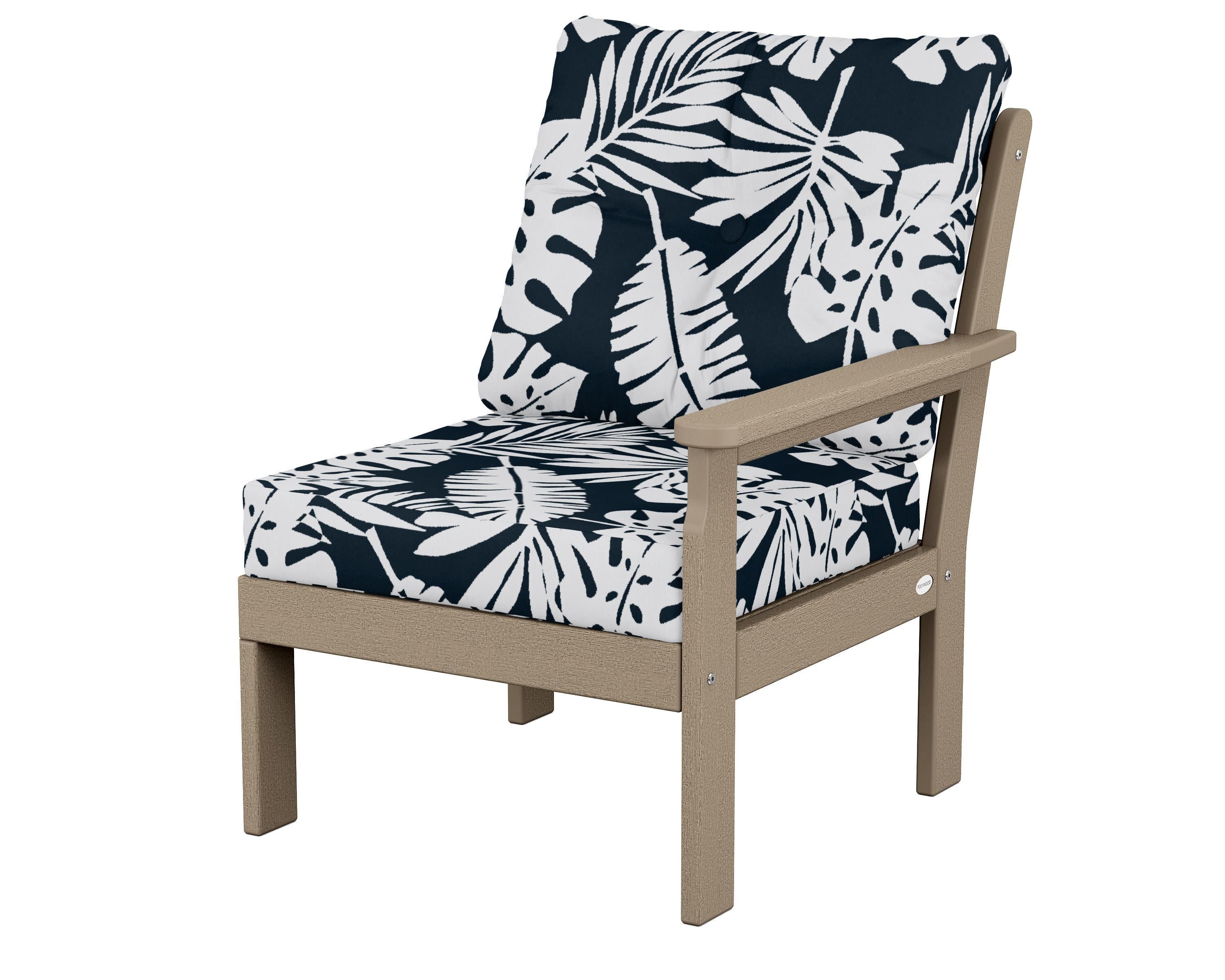 Vineyard Modular Right Arm Chair in Vintage Sahara / Leaf Marine Indigo