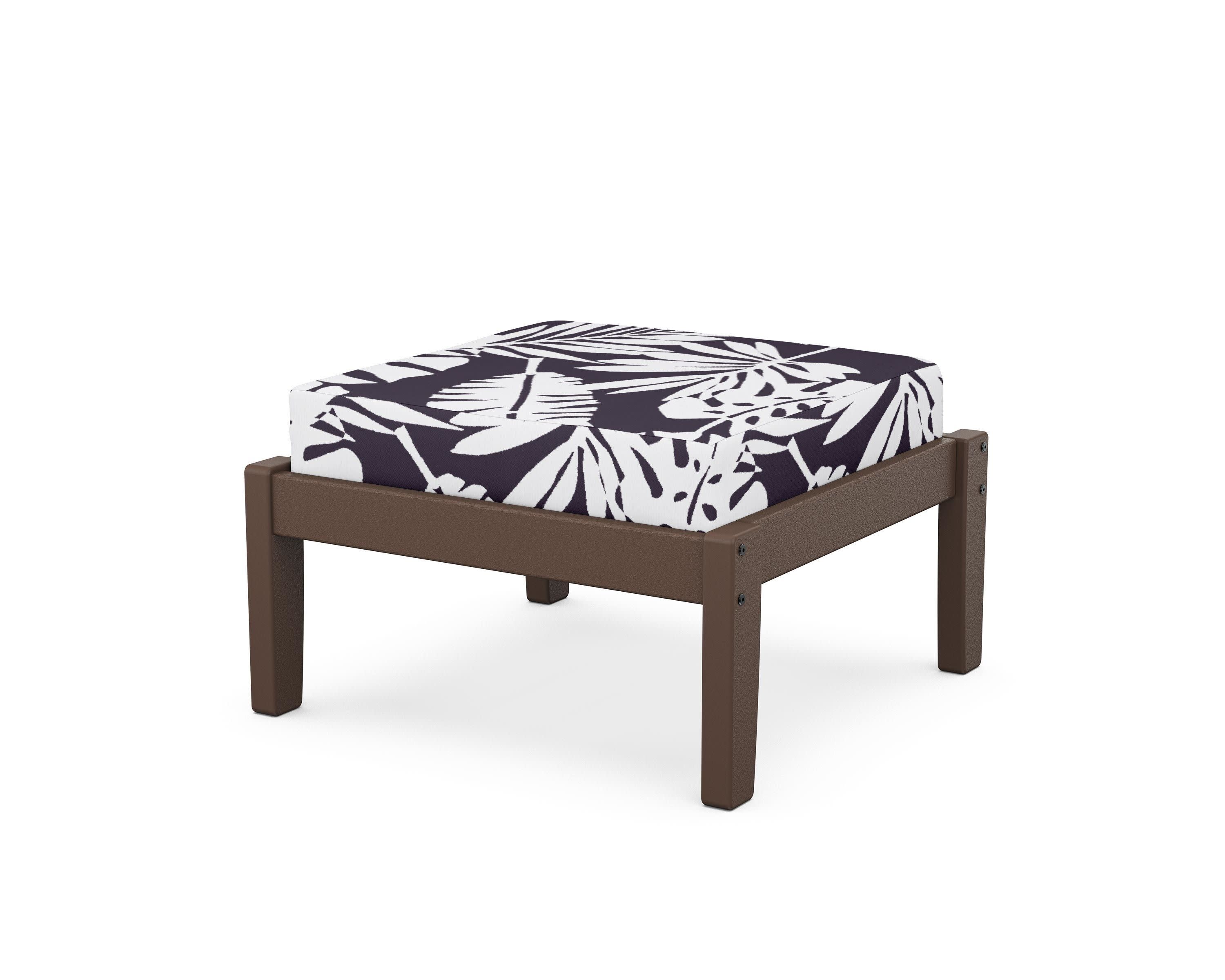 Deep Seating Ottoman in Mahogany / Leaf Navy