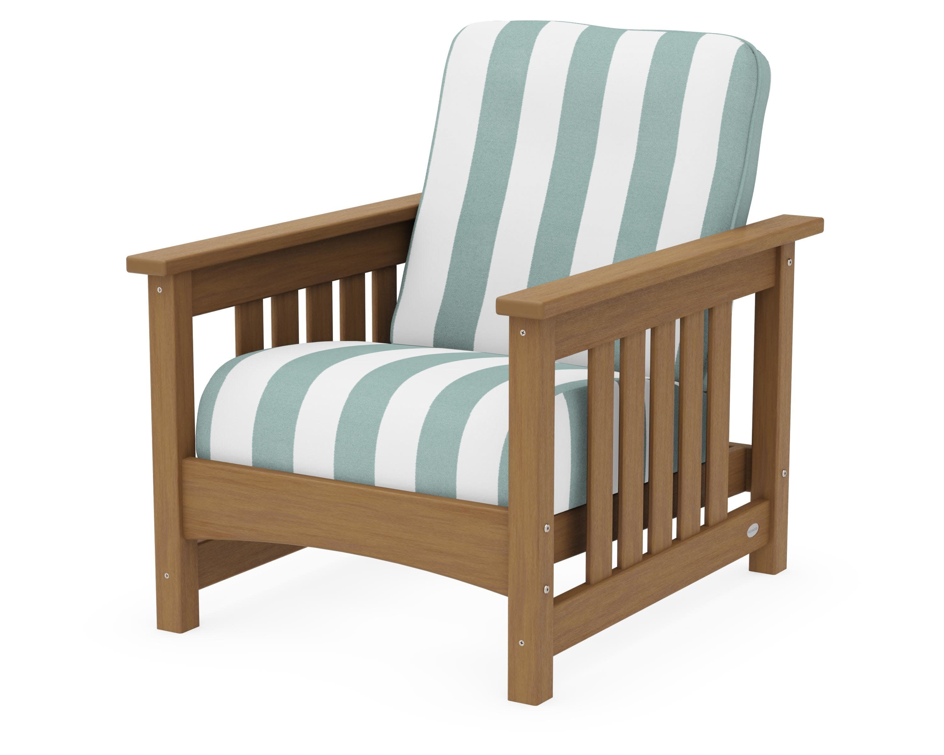 Club Mission Chair in Natural / Cabana Stripe Glacier Spa