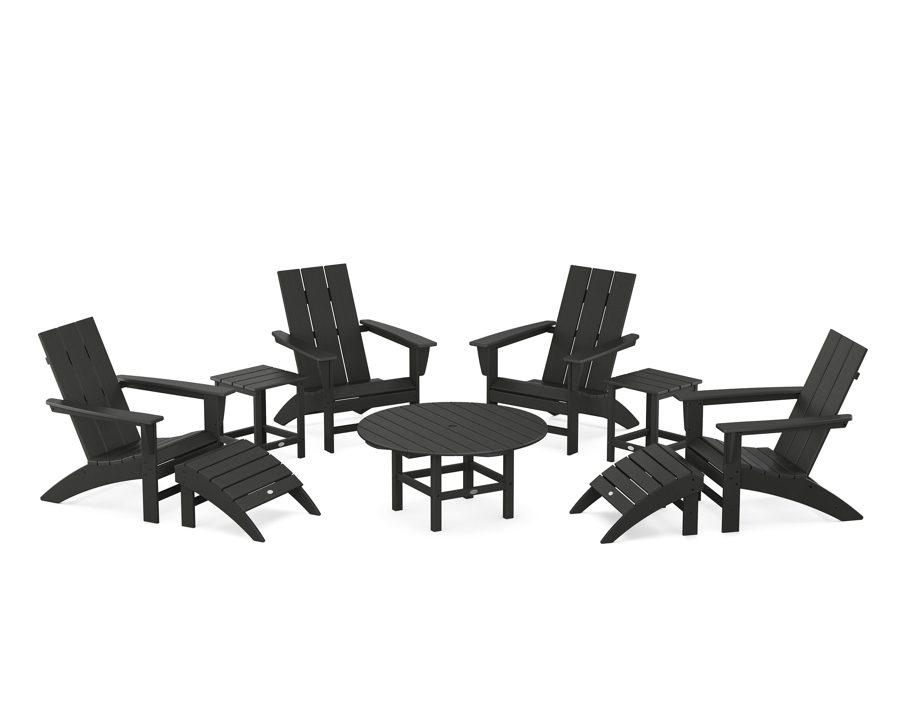 Modern Adirondack Chair 9-Piece Conversation Set in Black