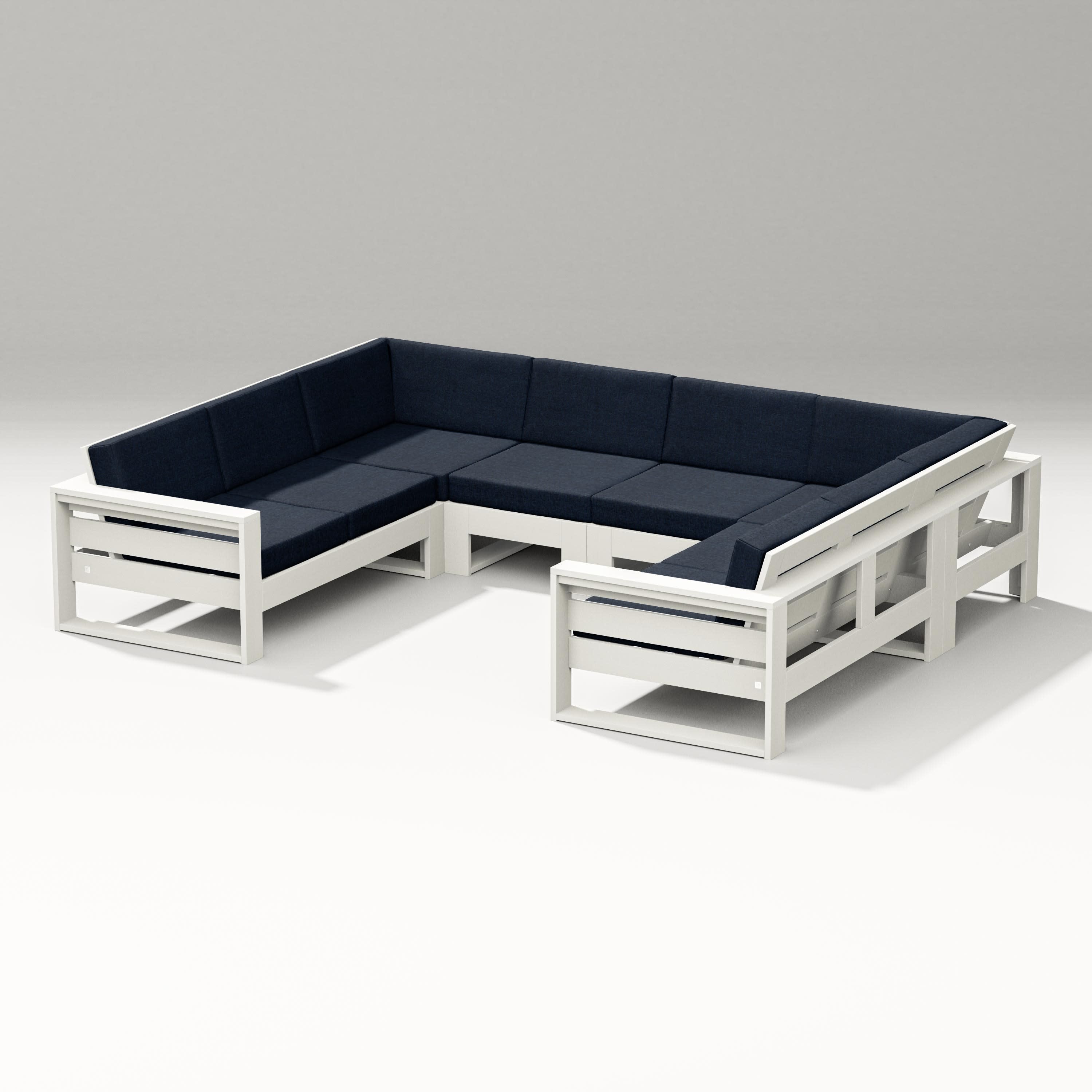 Latitude U-Shaped Sectional in Vintage White / Marine Indigo