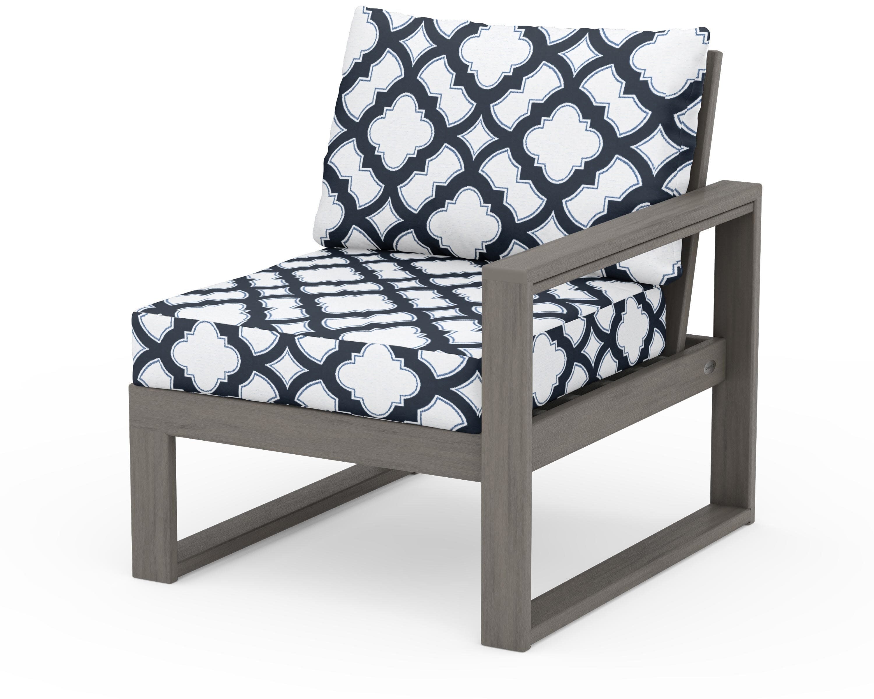 EDGE Modular Right Arm Chair in Driftwood / Trellis Marine Indigo